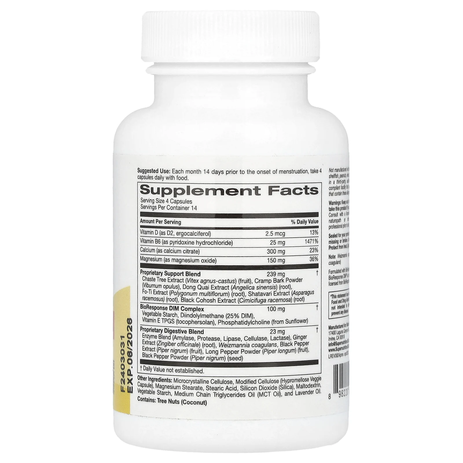 Super Nutrition, добавка для поддержки при ПМС, 56 растительных капсул