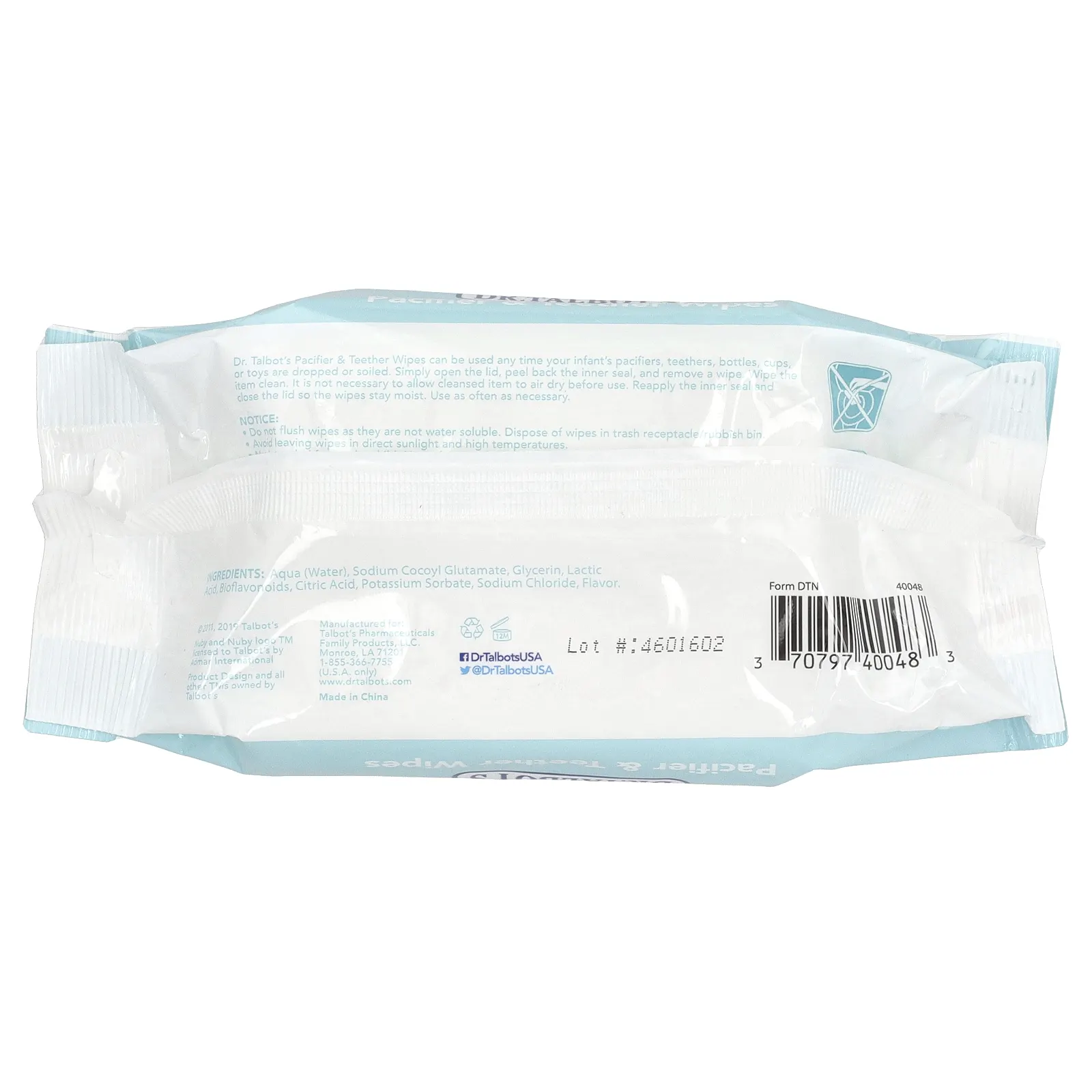 Dr. Talbot's, Салфетки для соски и прорезывателя, от 0 месяцев, со вкусом ванильного молока, 48 салфеток