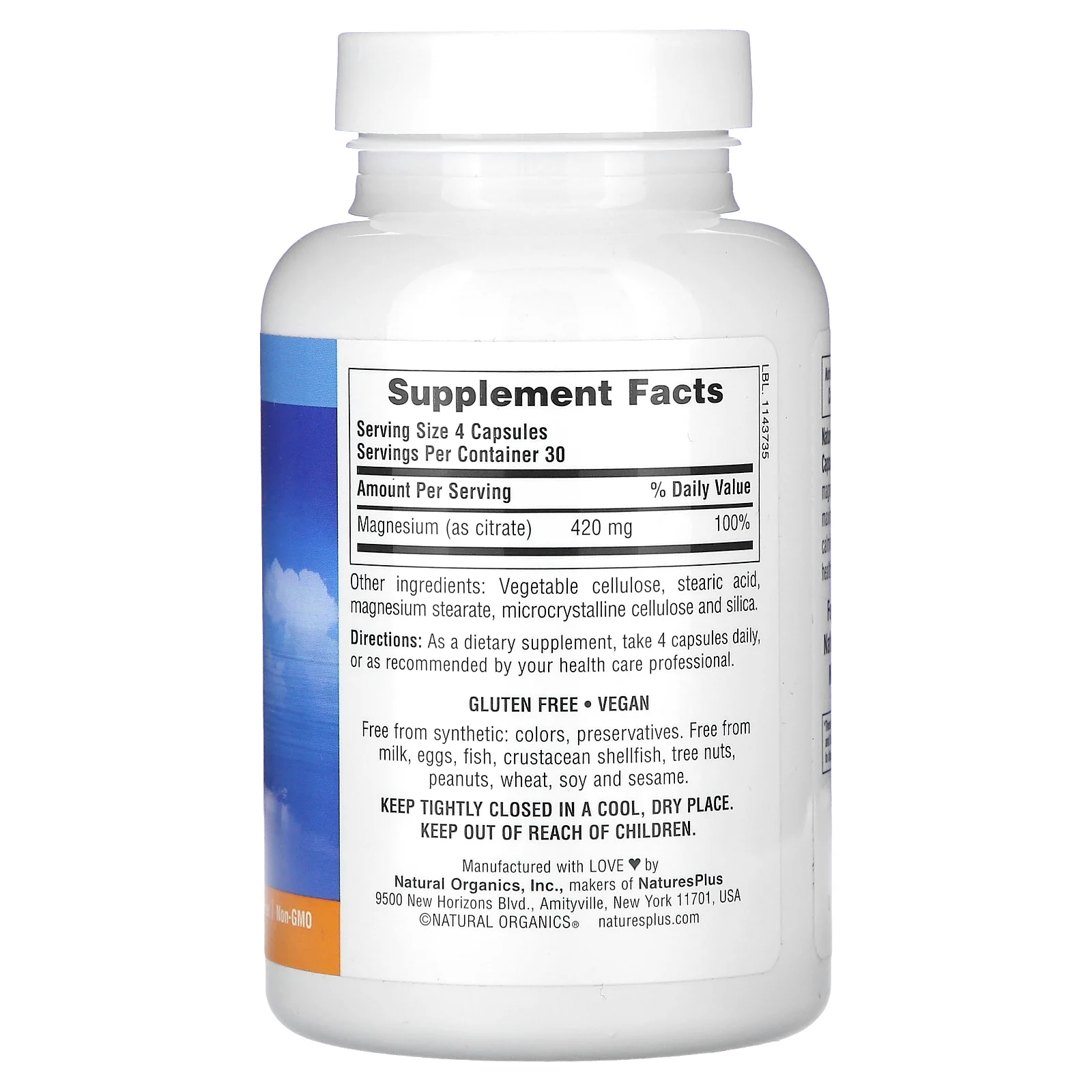 NaturesPlus, KalmAssure, магний, 420 мг, 120 веганских капсул (105 мг в 1 капсуле)