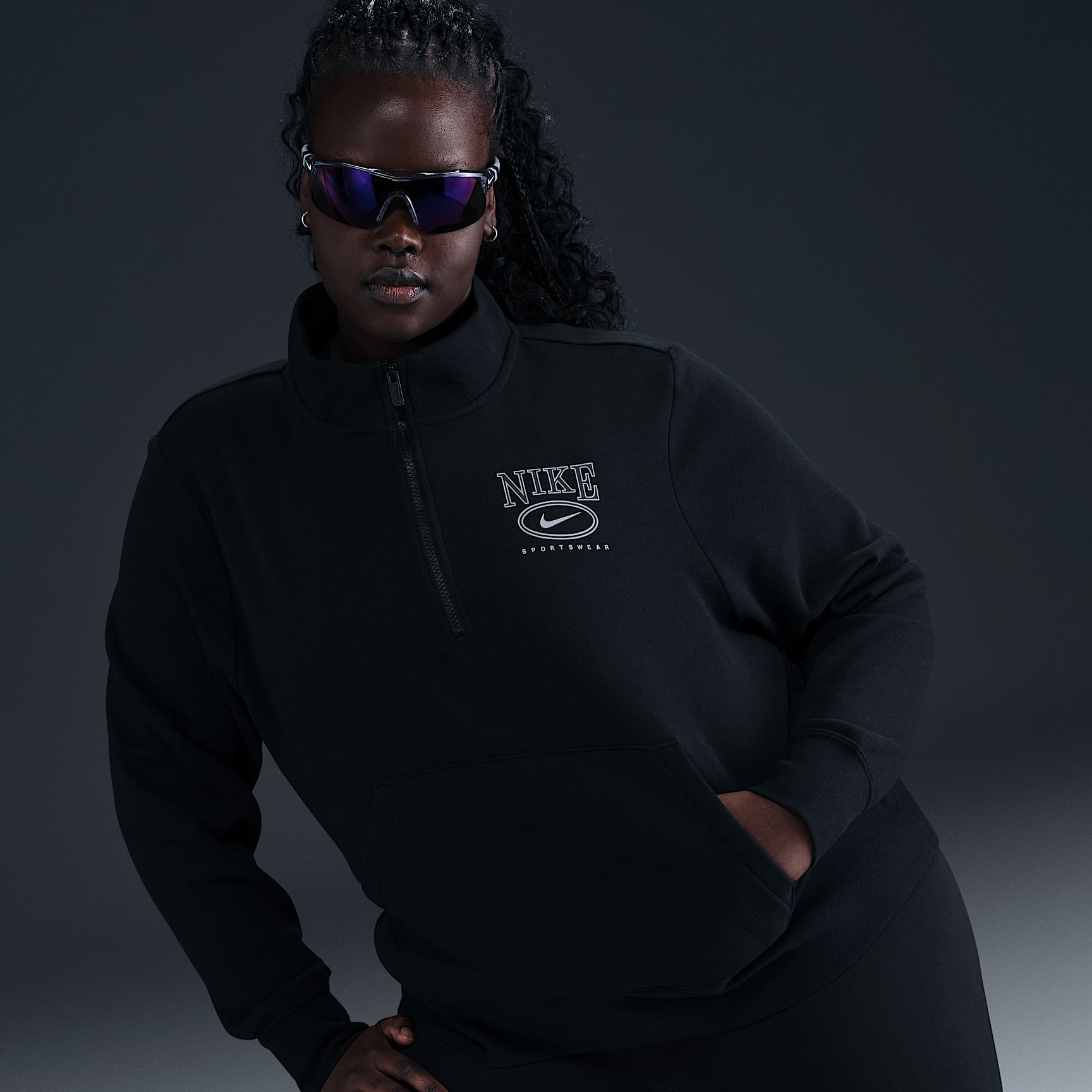 Nike Sportswear Club Fleece Women's Mock-Neck 1/2-Zip Graphic Top (Plus Size)