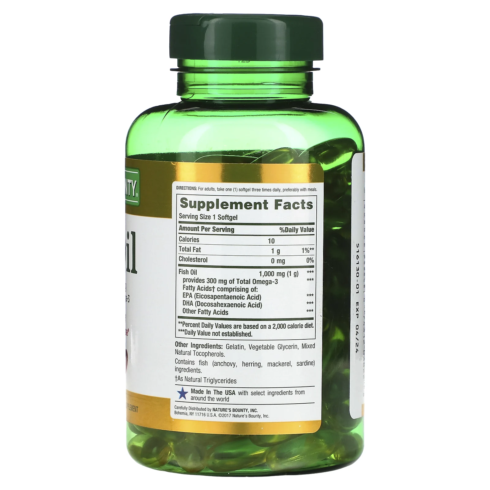Nature's Bounty, рыбий жир, 1000 мг, 145 мягких таблеток быстрого высвобождения