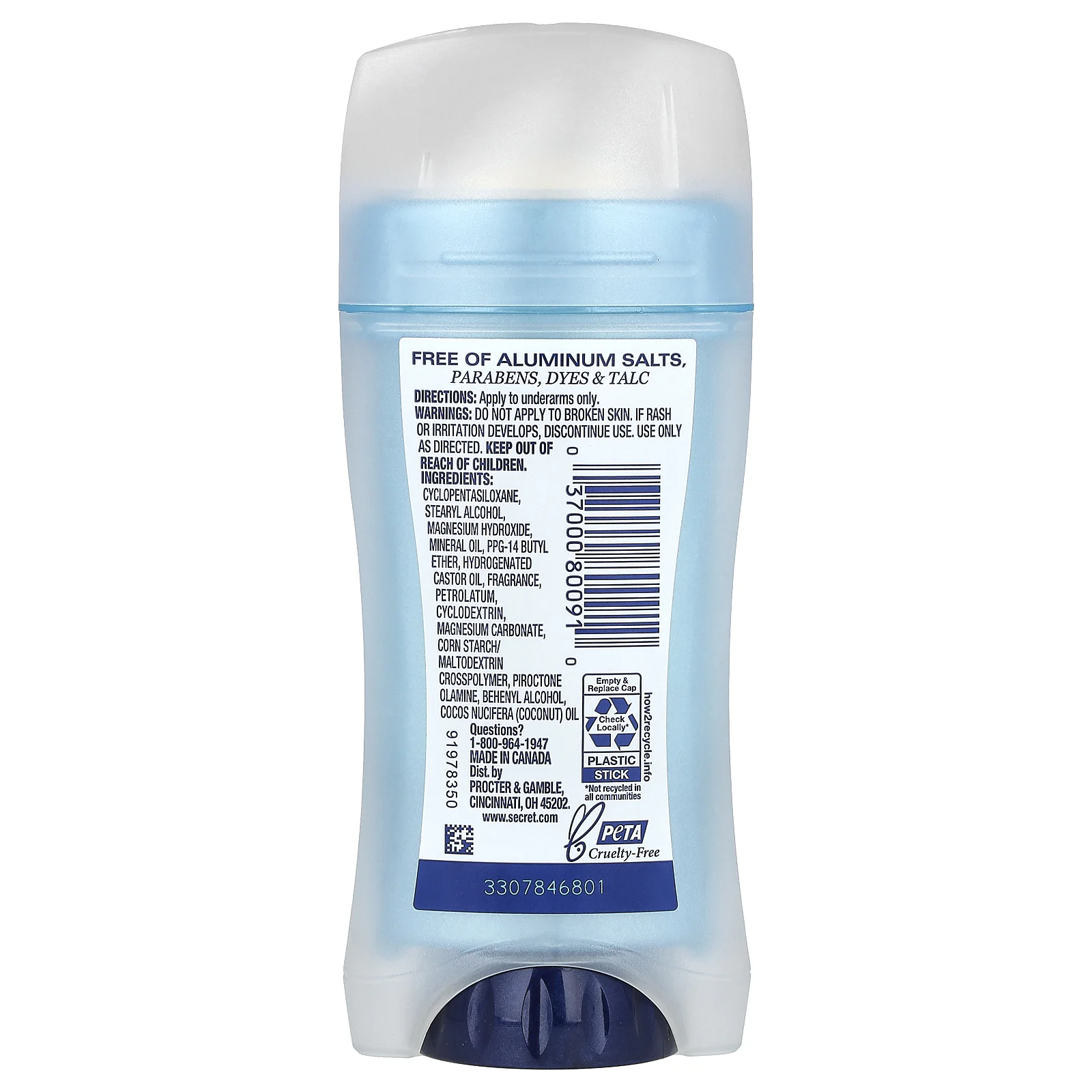 Secret, дезодорант без алюминия, настоящий кокос, 68 г (2,4 унции)