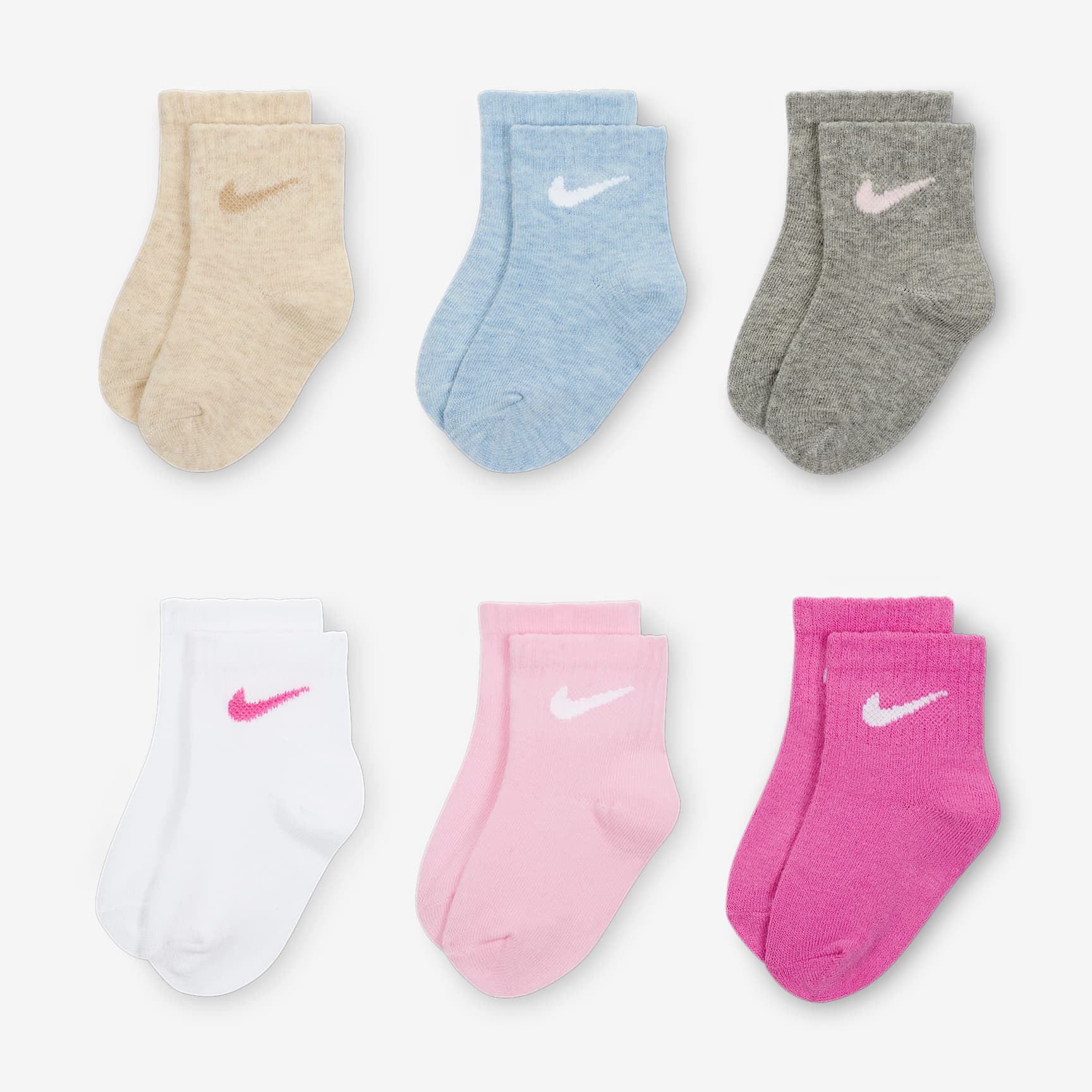 Nike Swoosh Baby/Toddler Ankle Socks (6 Pairs)
