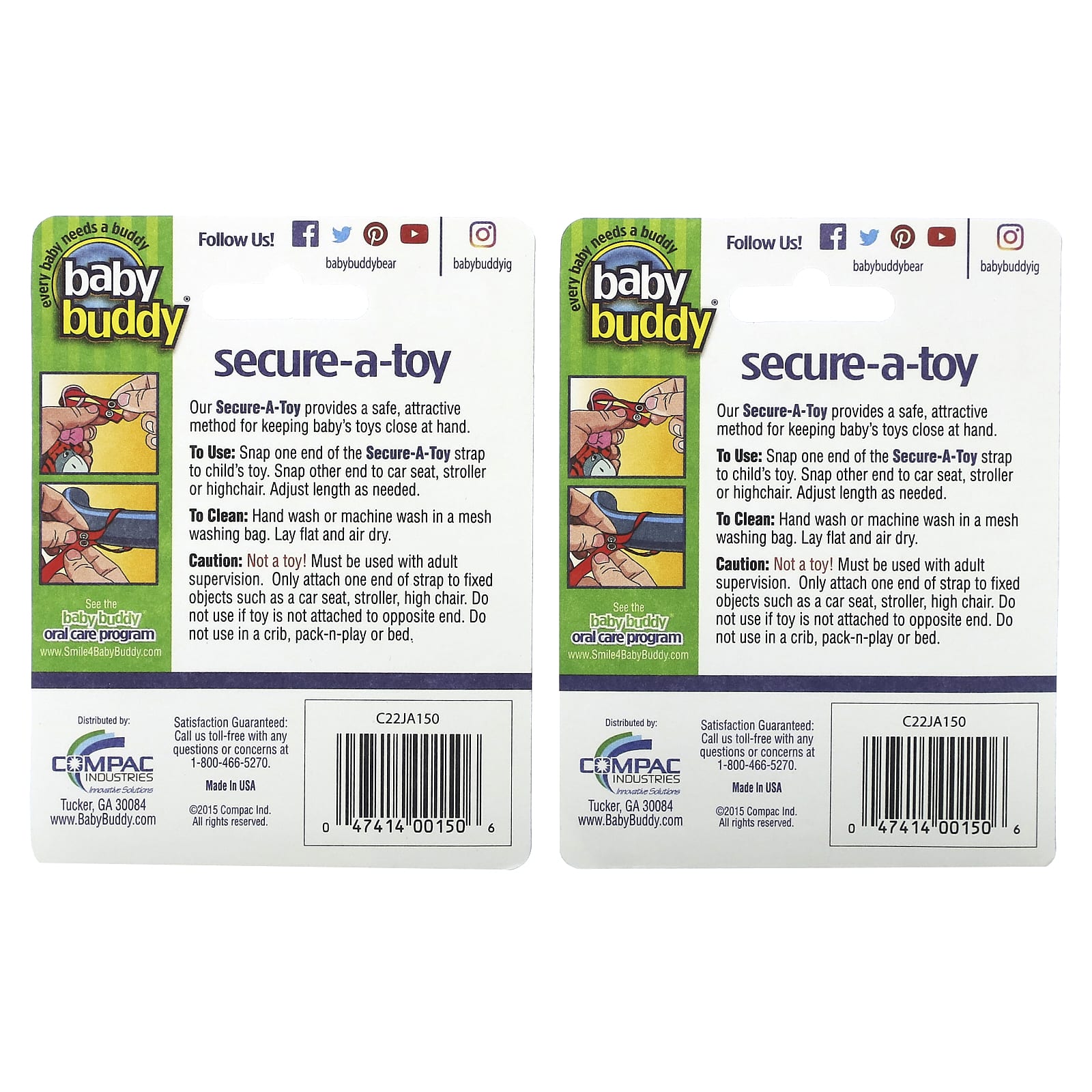 Baby Buddy, Secure-A-Toy, для детей от 4 месяцев, черный, белый и бронзовый, оливковое, 4 шт.