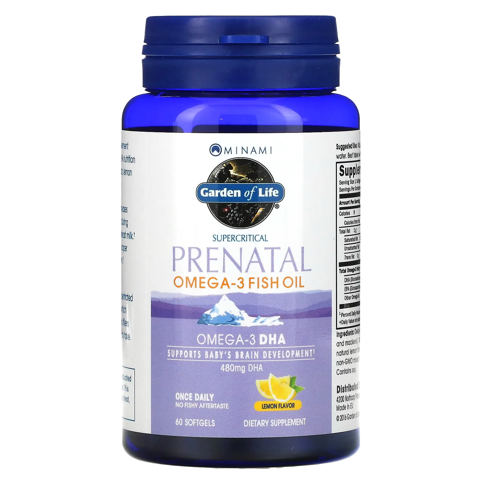 Minami Nutrition, Supercritical Prenatal, рыбий жир омега-3 со вкусом лимона, 60 мягких желатиновых капсул