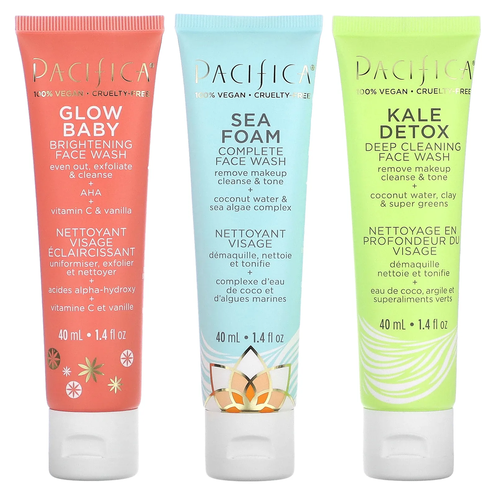 Pacifica, звездочки для умывания, 3 шт. в упаковке, по 40 мл (1,4 жидк. унции)