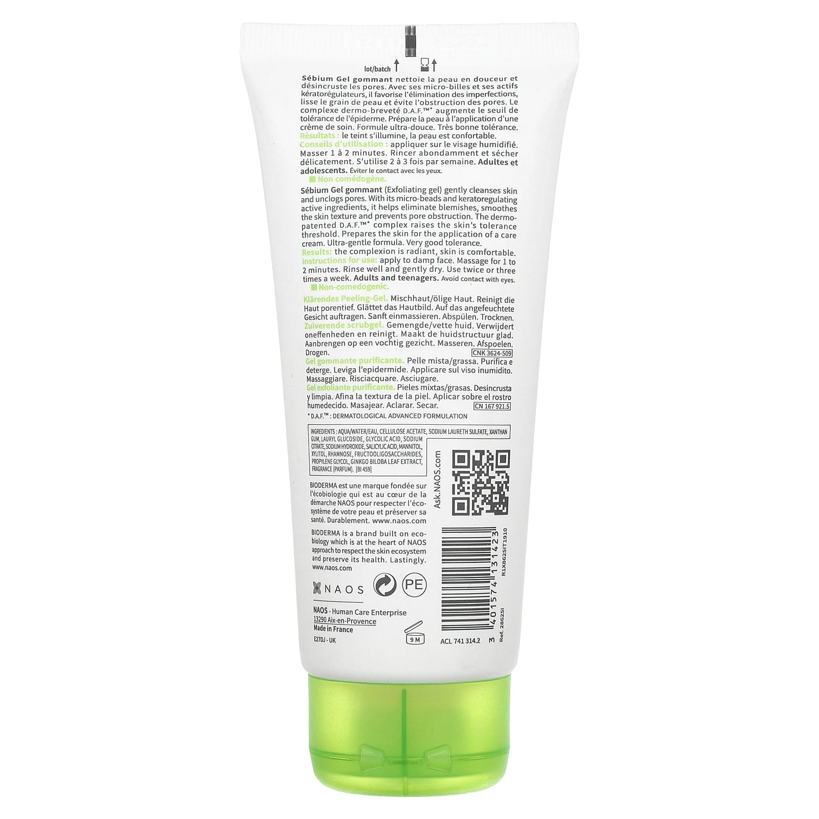 Bioderma, Sebium, отшелушивающий очищающий гель, для комбинированной / жирной кожи, 100 мл (3,4 жидк. Унции)