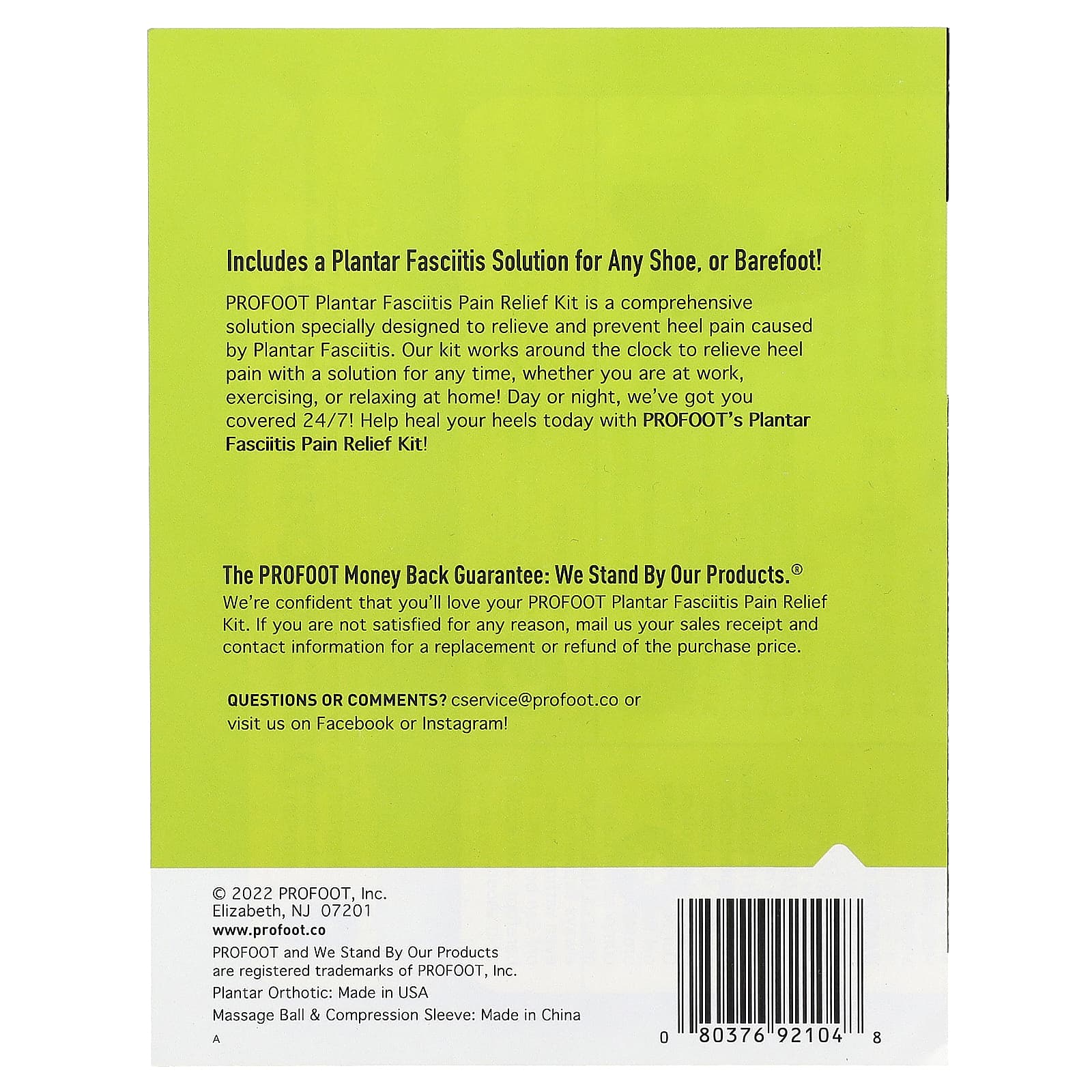 Profoot, набор для облегчения боли при подошвенном фасциите, для женщин, размер 6–10, набор из 7 предметов