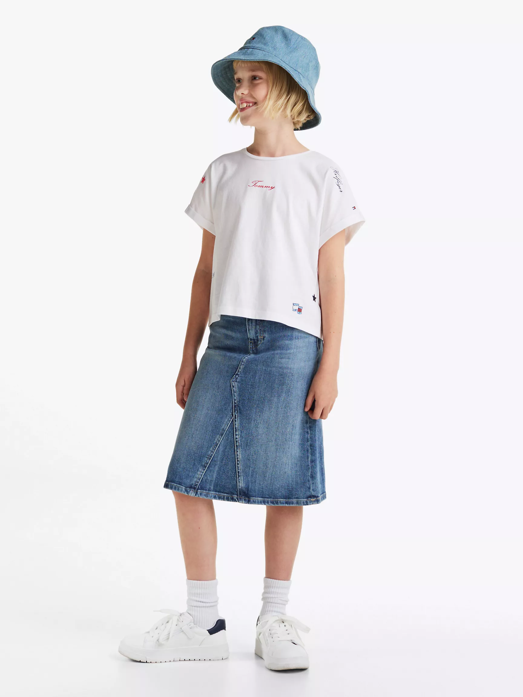 Топ для девочек Tommy Hilfiger, Детская футболка с вышитой звездой и логотипом Tommy