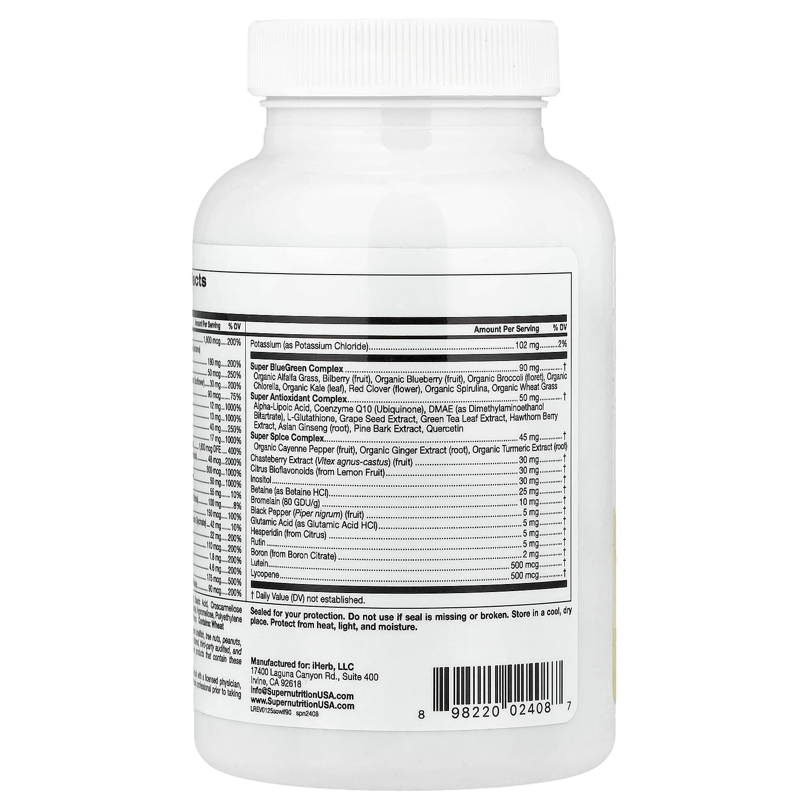 Super Nutrition, Simply One®, мультивитамины с суперкомплексами для женщин, без железа, 90 таблеток