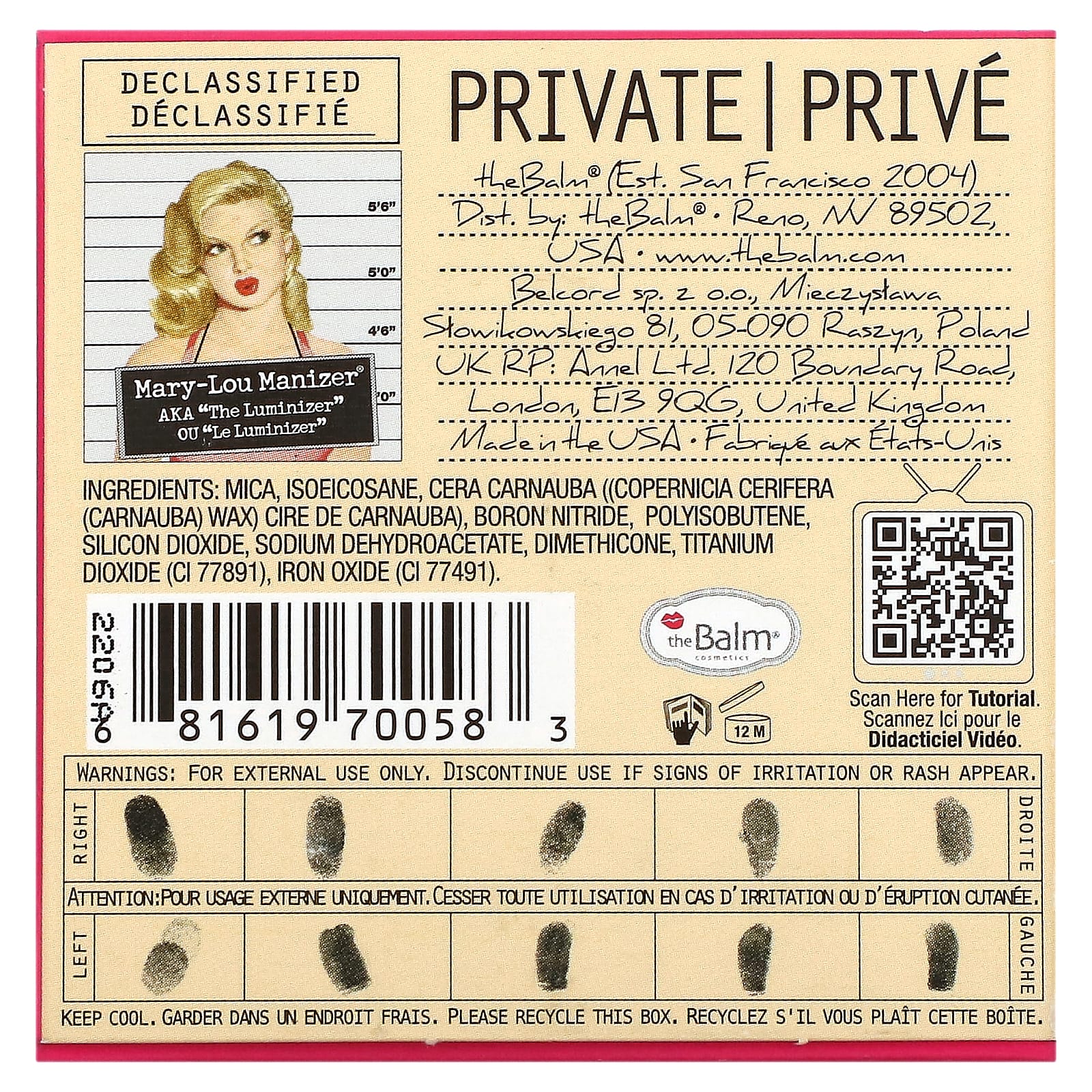 theBalm Cosmetics, Mary-Lou Manizer, хайлайтер и тени, 9,06 г