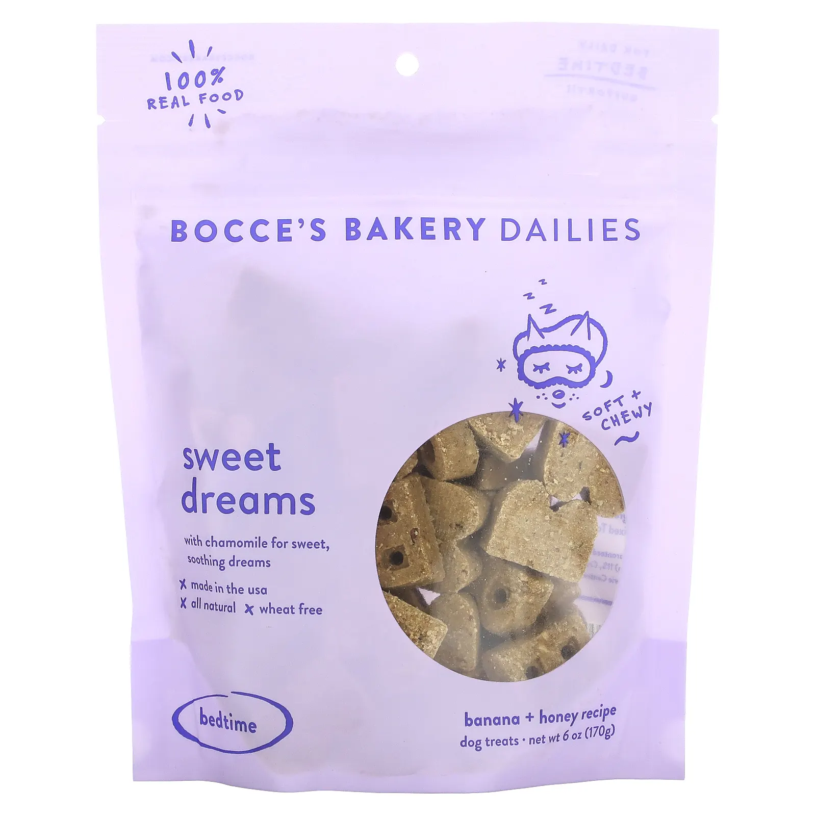 Bocce's Bakery, Dailies, Sweet Dreams, для собак, рецепт с бананом и медом, 170 г (6 унций)