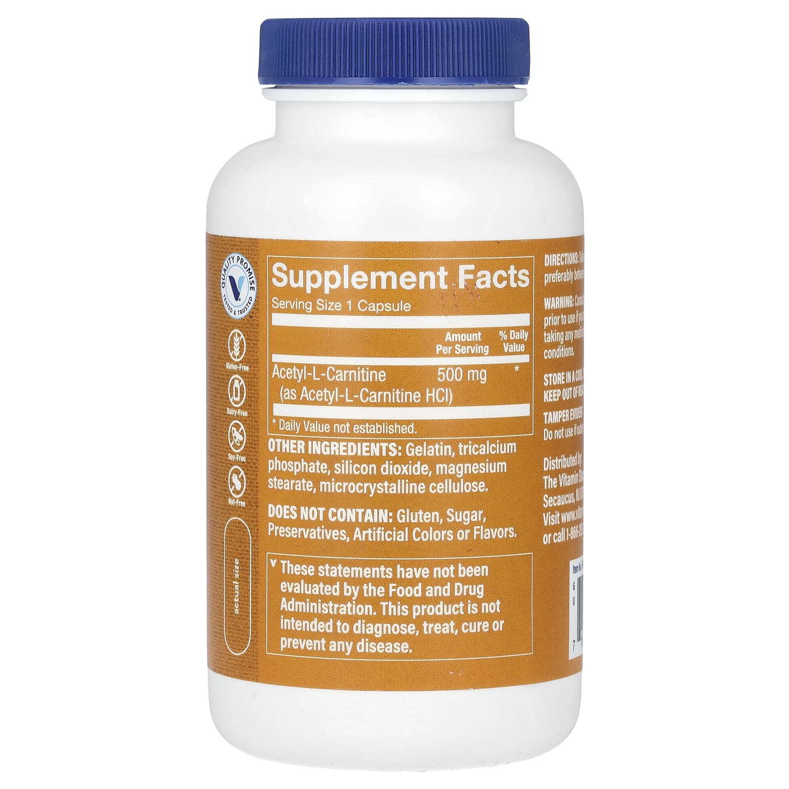 The Vitamin Shoppe, ацетил-L-карнитин, 500 мг, 120 капсул