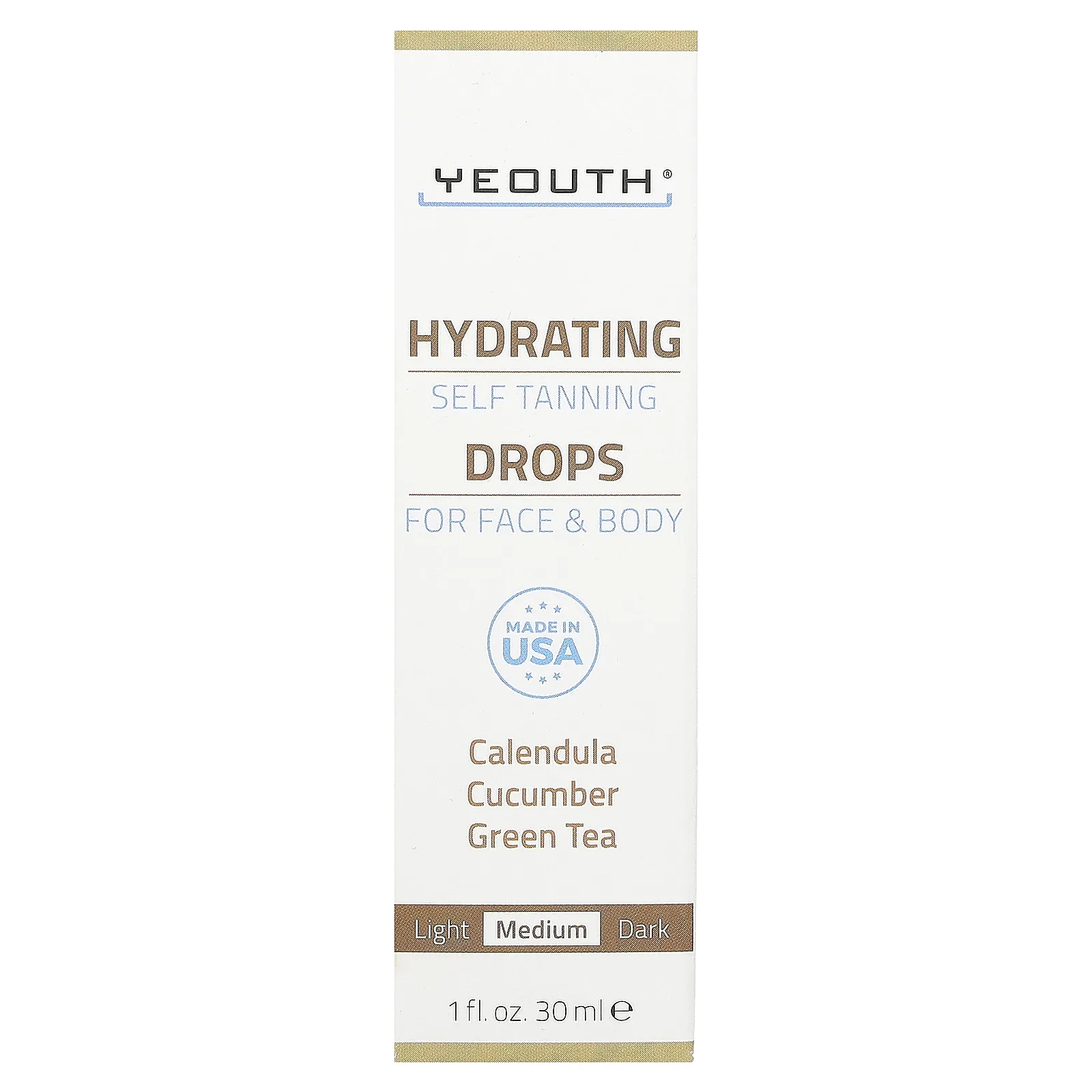 YEOUTH, увлажняющие капли для загара для лица и тела, средний, 30 мл (1 жидк. унция)