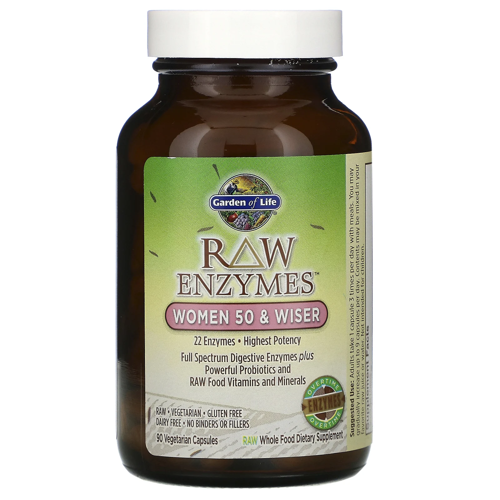 Garden of Life, RAW Enzymes, ферменты для женщин от50 лет, 90 вегетарианских капсул