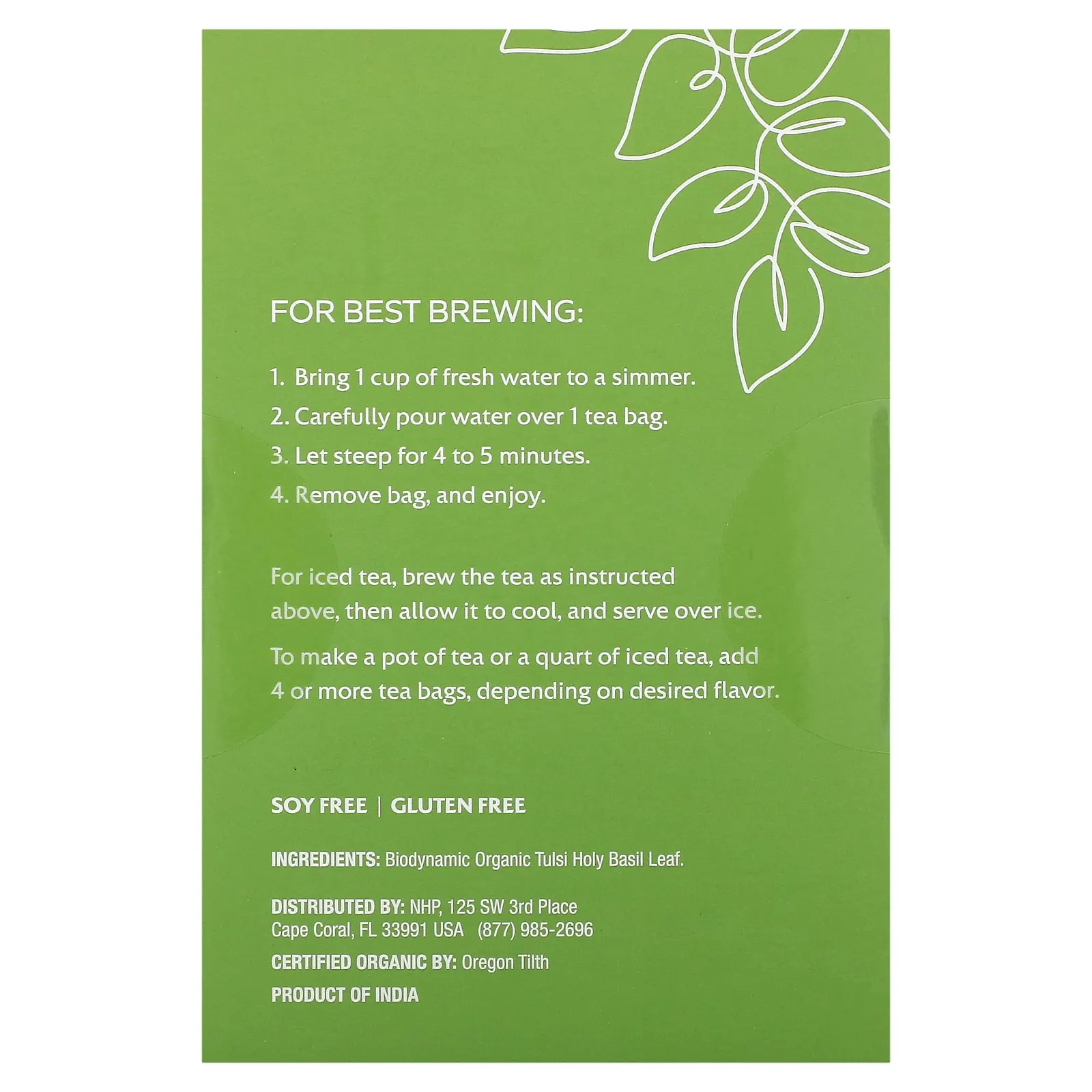 Dr. Mercola, Solspring, Biodynamic, органический травяной чай с тулси, без кофеина, 18 чайных пакетиков, 36 г (1,27 унции)