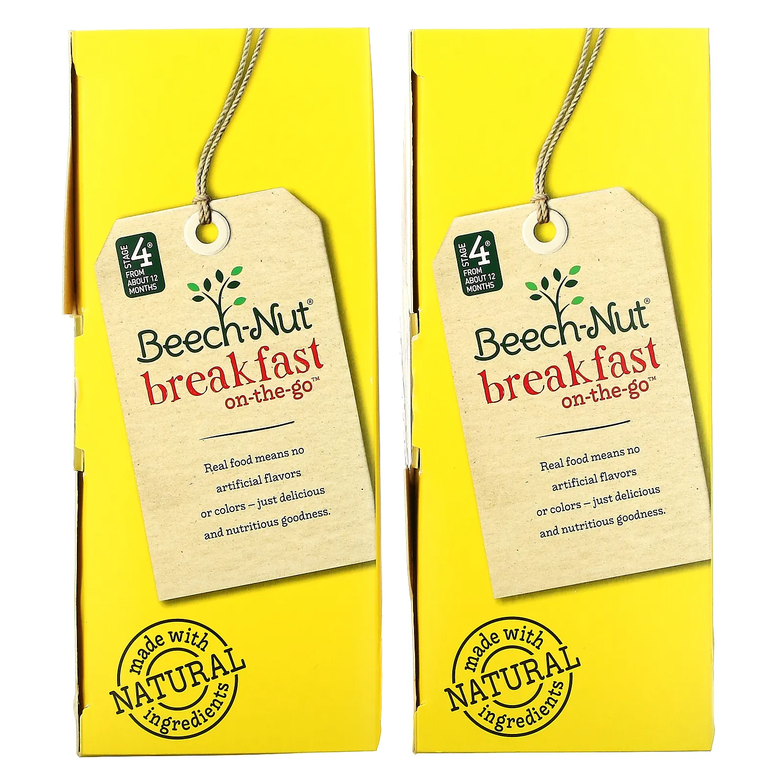 Beech-Nut, завтрак, для детей от 12 месяцев, йогурт с бананом и ягодами, 12 паучей по 99 г (3,5 унции)