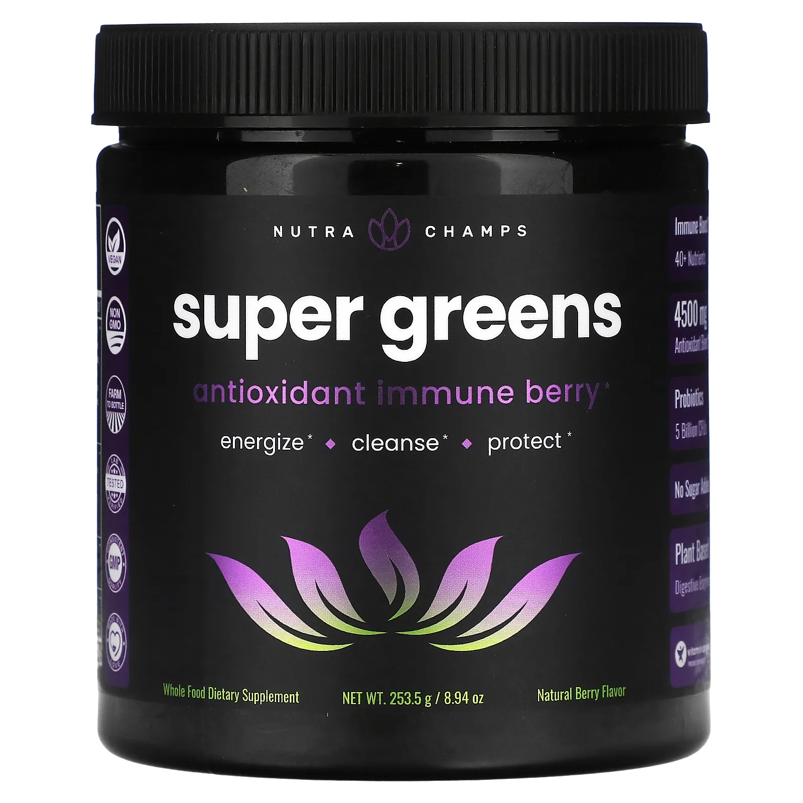 NutraChamps, Super Greens, натуральные ягоды, 253,5 г (8,94 унции)
