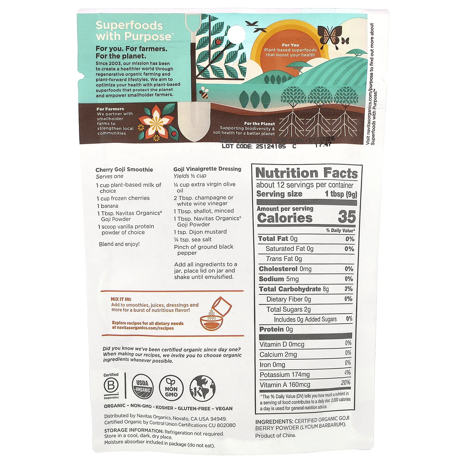 Navitas Organics, Органический порошок годжи, 113 г (4 унции)
