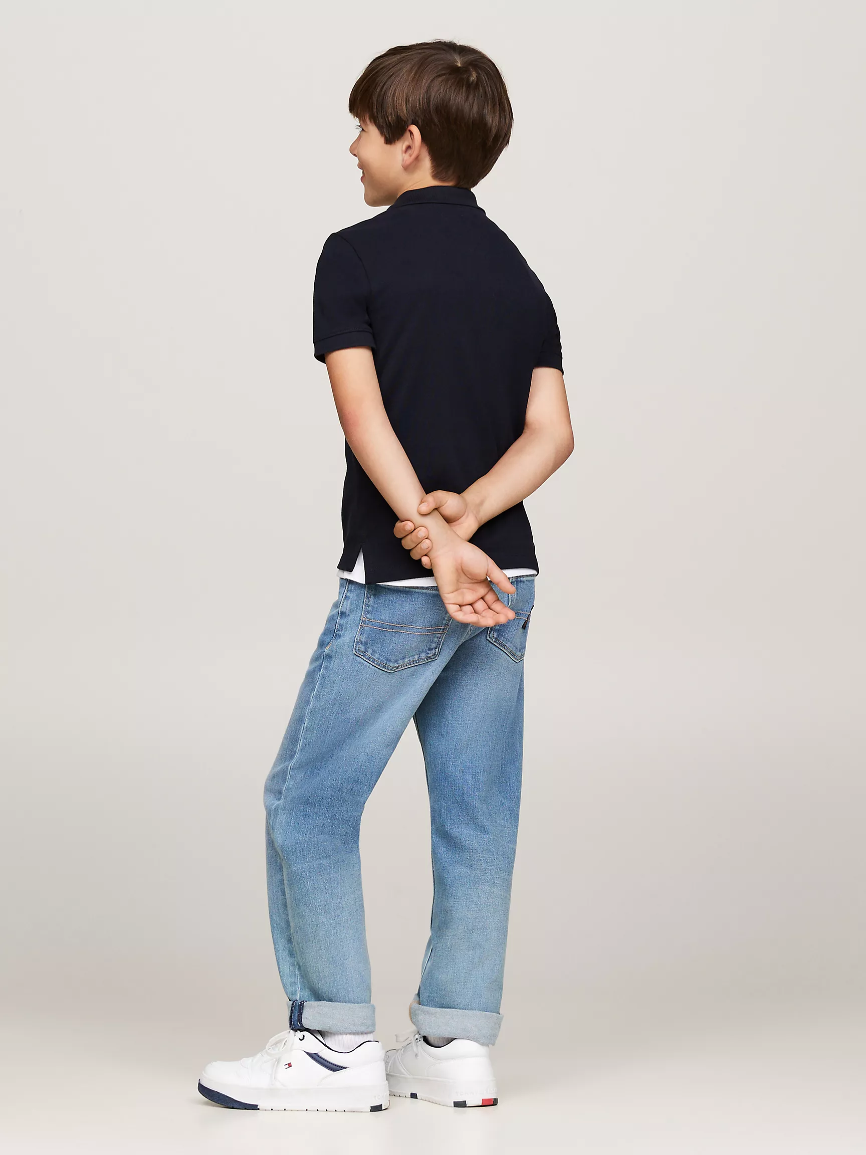 Рубашка-поло для мальчиков Tommy Hilfiger, Детское поло из пике с морским логотипом в форме арки