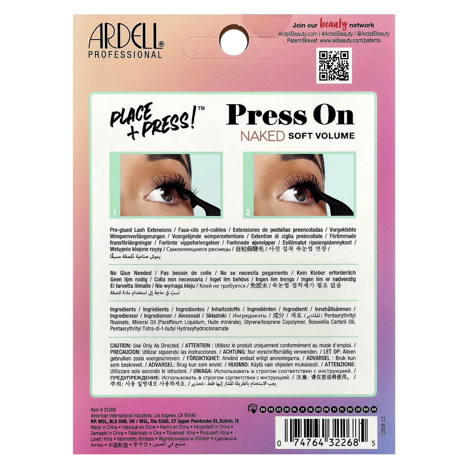 Ardell, Press On, предварительно приклеенные нижние ресницы, мягкий объем без слоя, 30 предварительно приклеенных кластеров и аппликатор