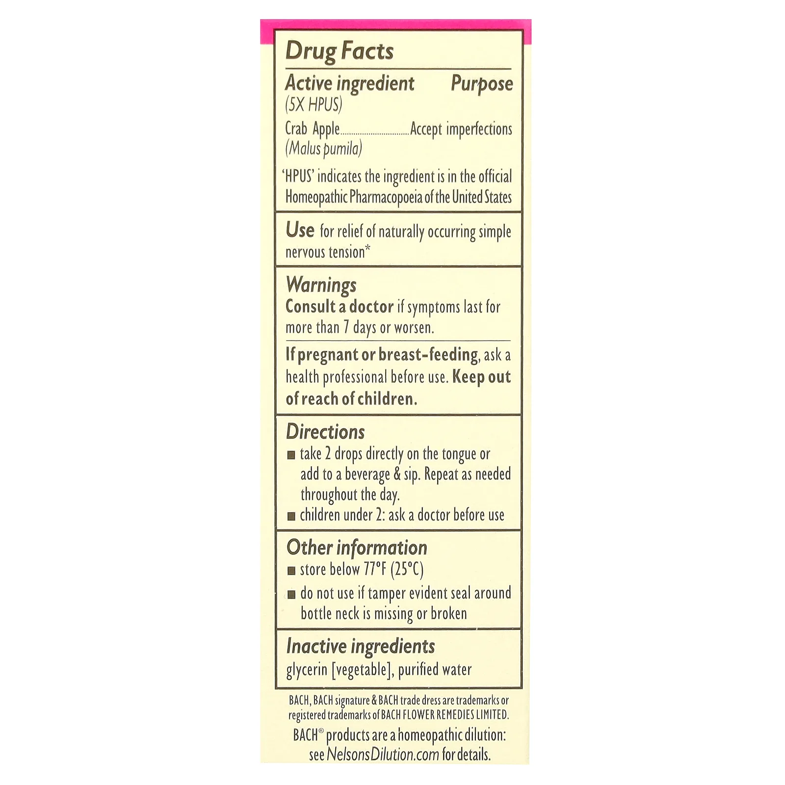 Bach, Original Flower Remedies, яблоня лесная, 10 мл (0,35 жидк. унции)