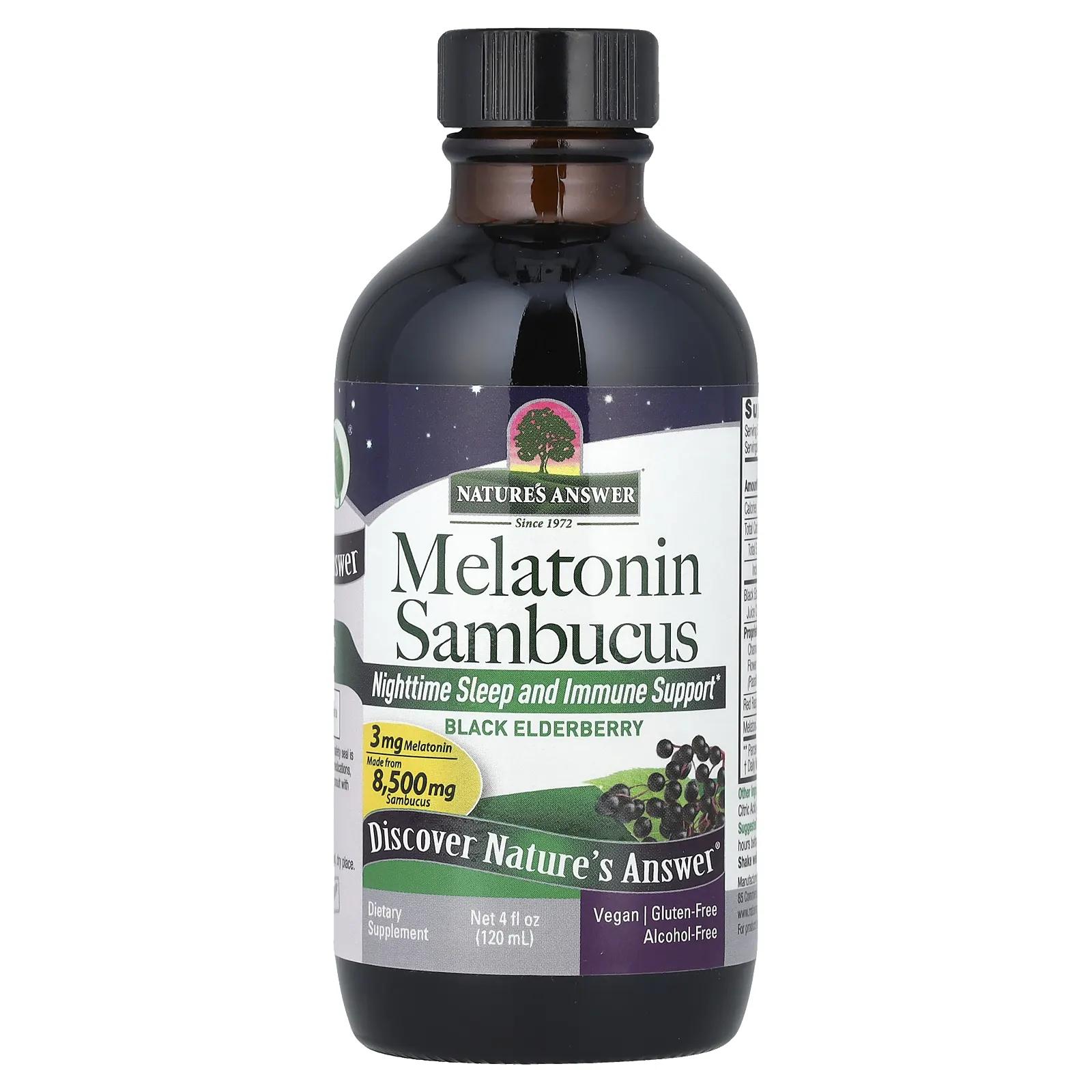 Nature's Answer, Melatonin Sambucus, ночной сон и поддержка иммунной системы, 120 мл (4 жидк. Унции)