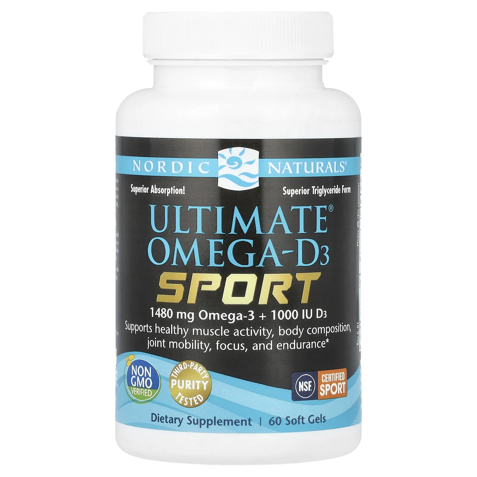 Nordic Naturals, Ultimate Омега-D3, Sport, 60 капсул