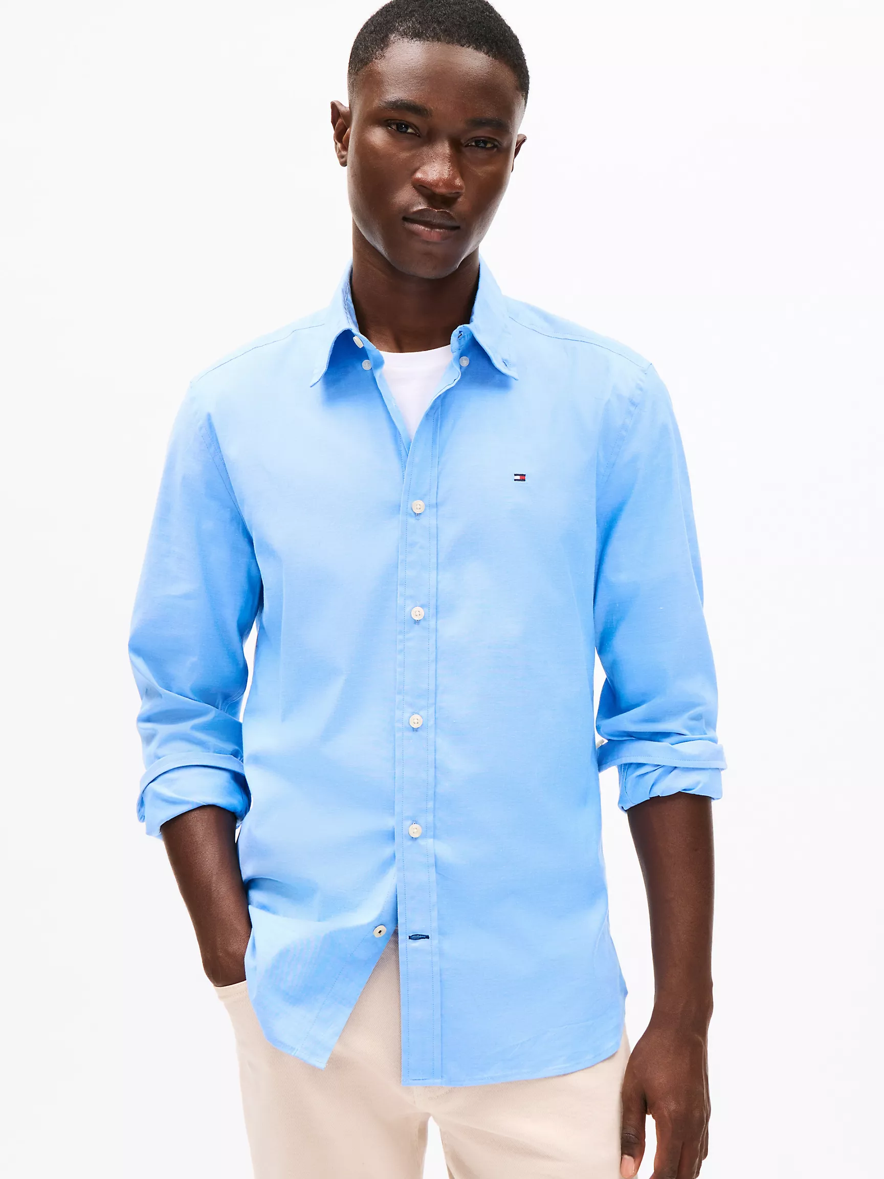 Мужская рубашка Tommy Hilfiger, Эластичная рубашка из поплина стандартного кроя
