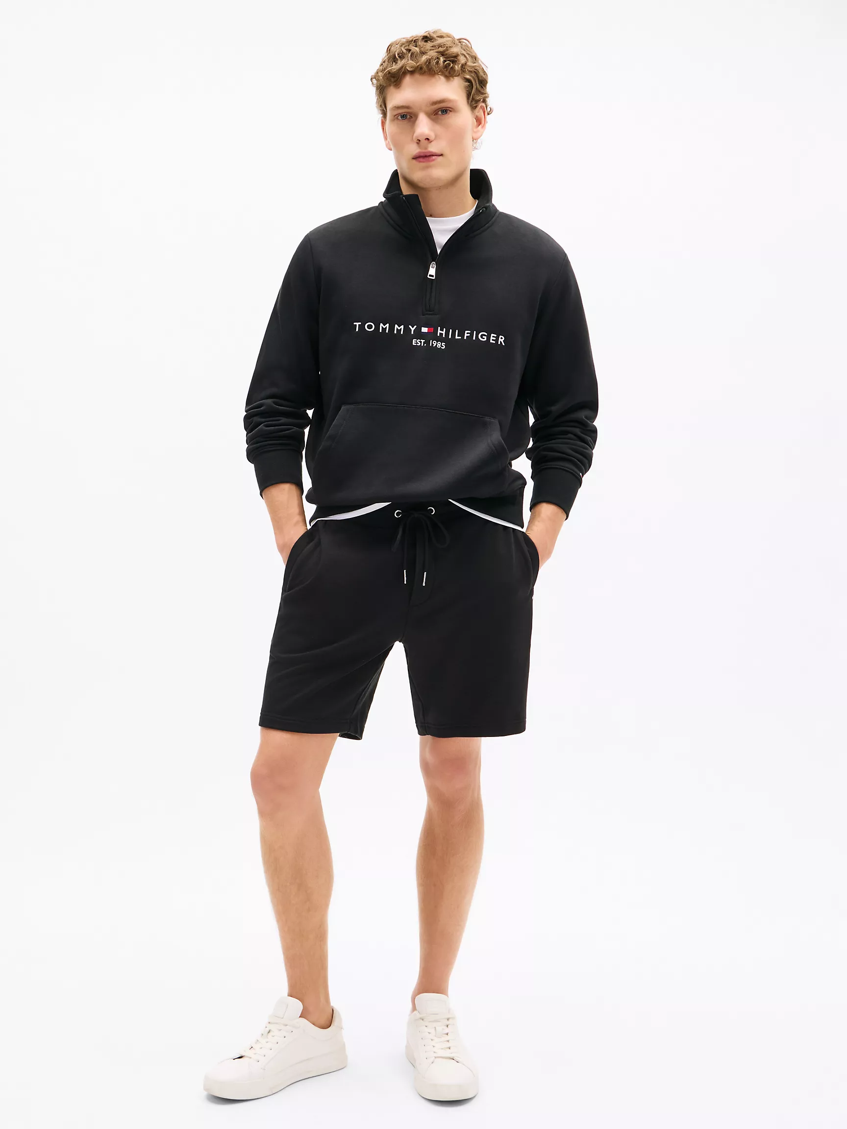 Мужская толстовка Tommy Hilfiger, Толстовка с четвертной молнией и вышитым логотипом Tommy