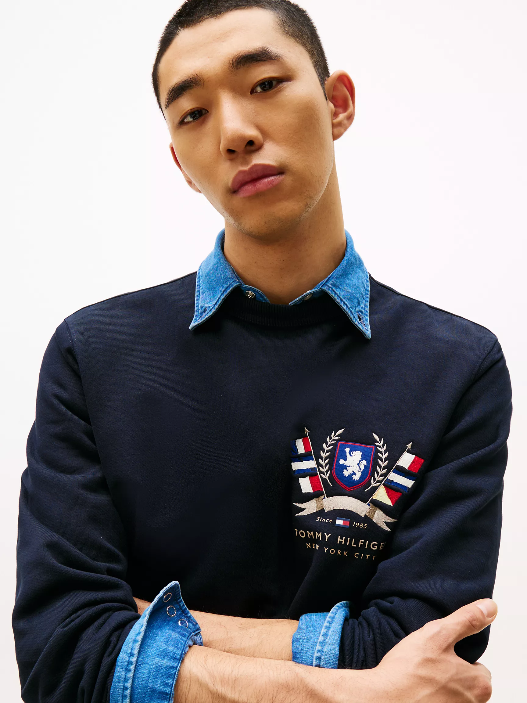 Мужская толстовка Tommy Hilfiger, Свитшот с вышитым гербом Hilfiger
