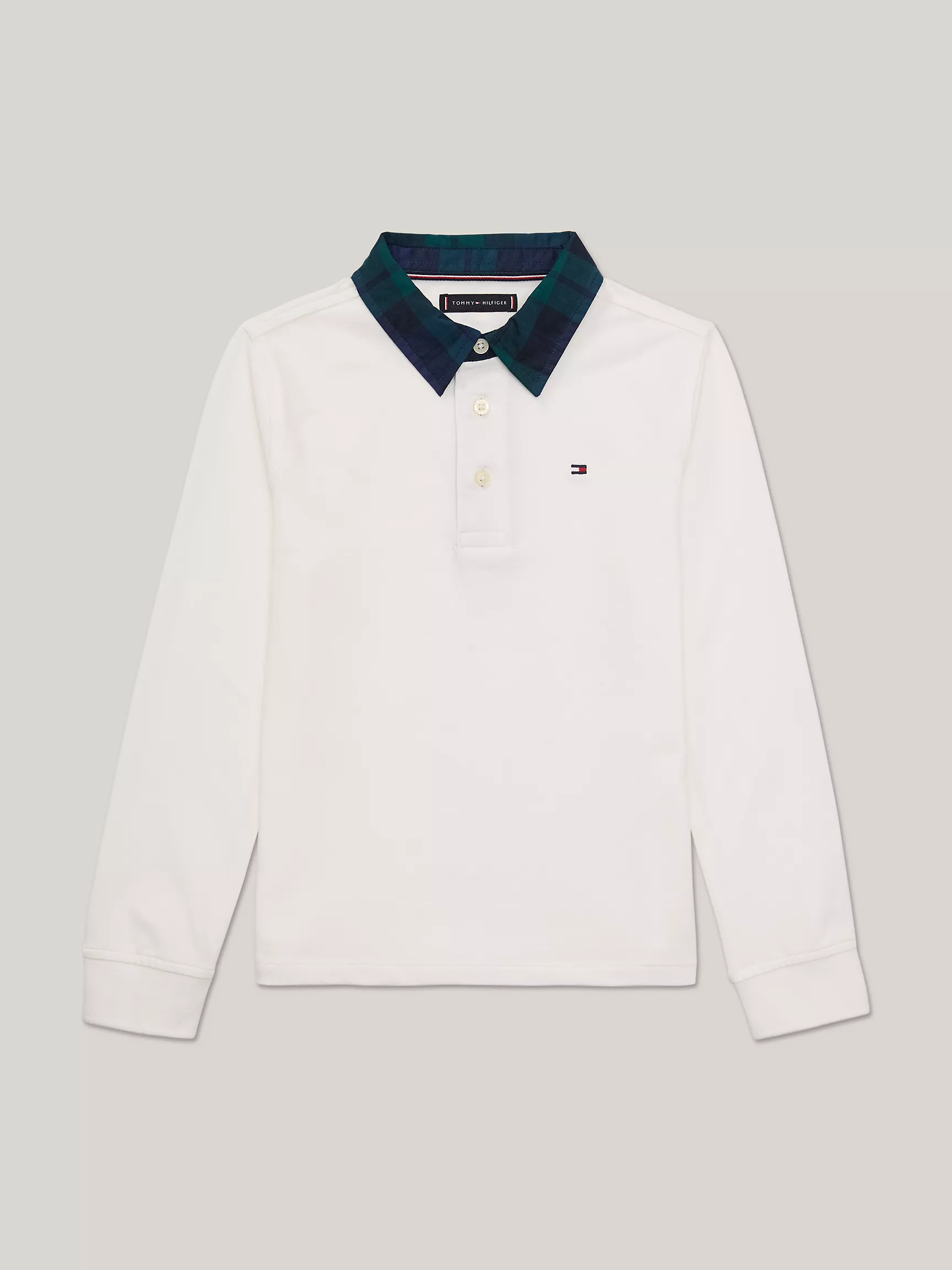 Рубашка-поло для мальчиков Tommy Hilfiger, Детское поло с длинным рукавом и клетчатым воротником