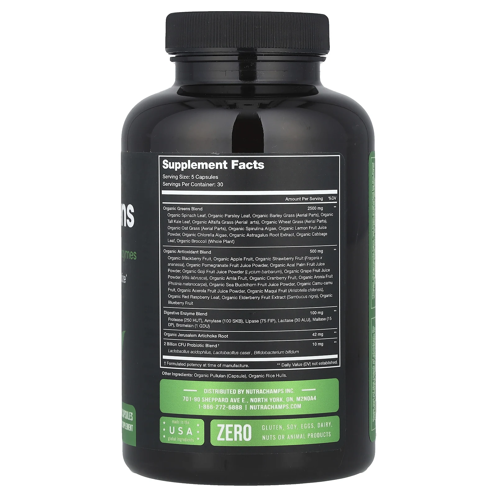 NutraChamps, Зелень с суперфудами, пробиотиками и ферментами, 150 веганских капсул