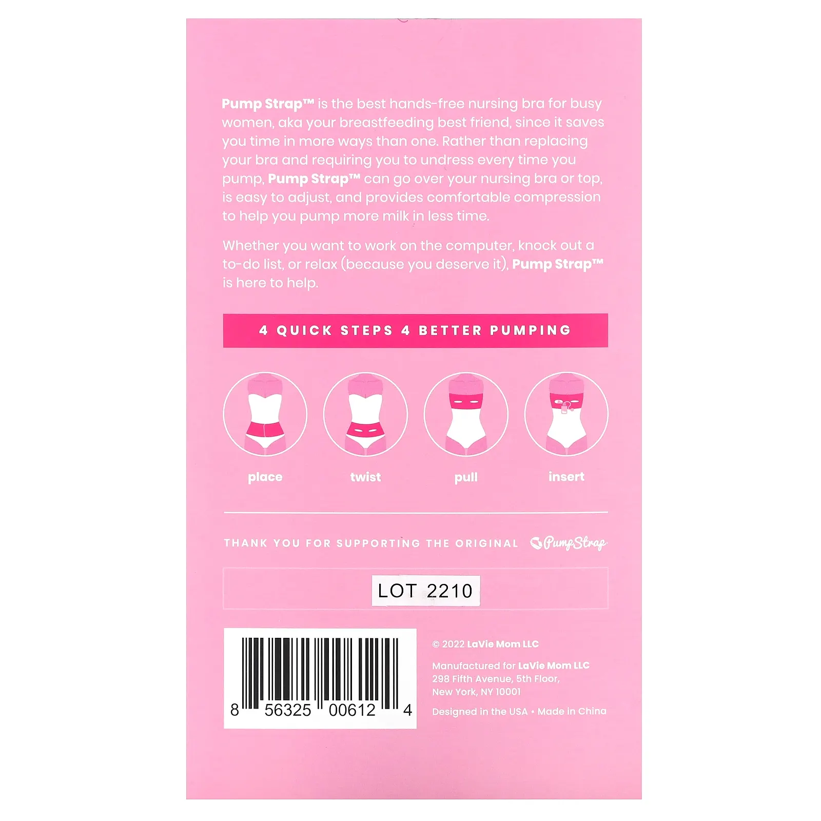 LaVie, Pump Strap, бюстгальтер для кормления без помощи рук, размер Large, черный, 1 шт.