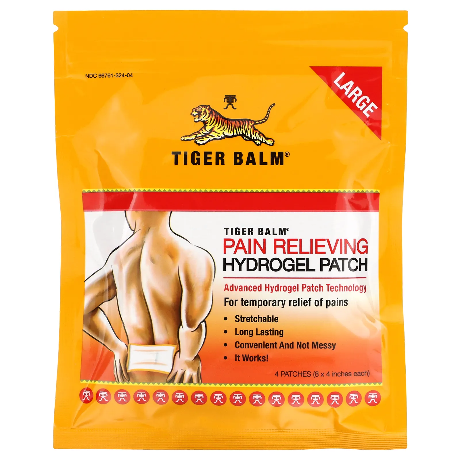 Tiger Balm, Обезболивающий гидрогелевый патч, большой, 4 патча
