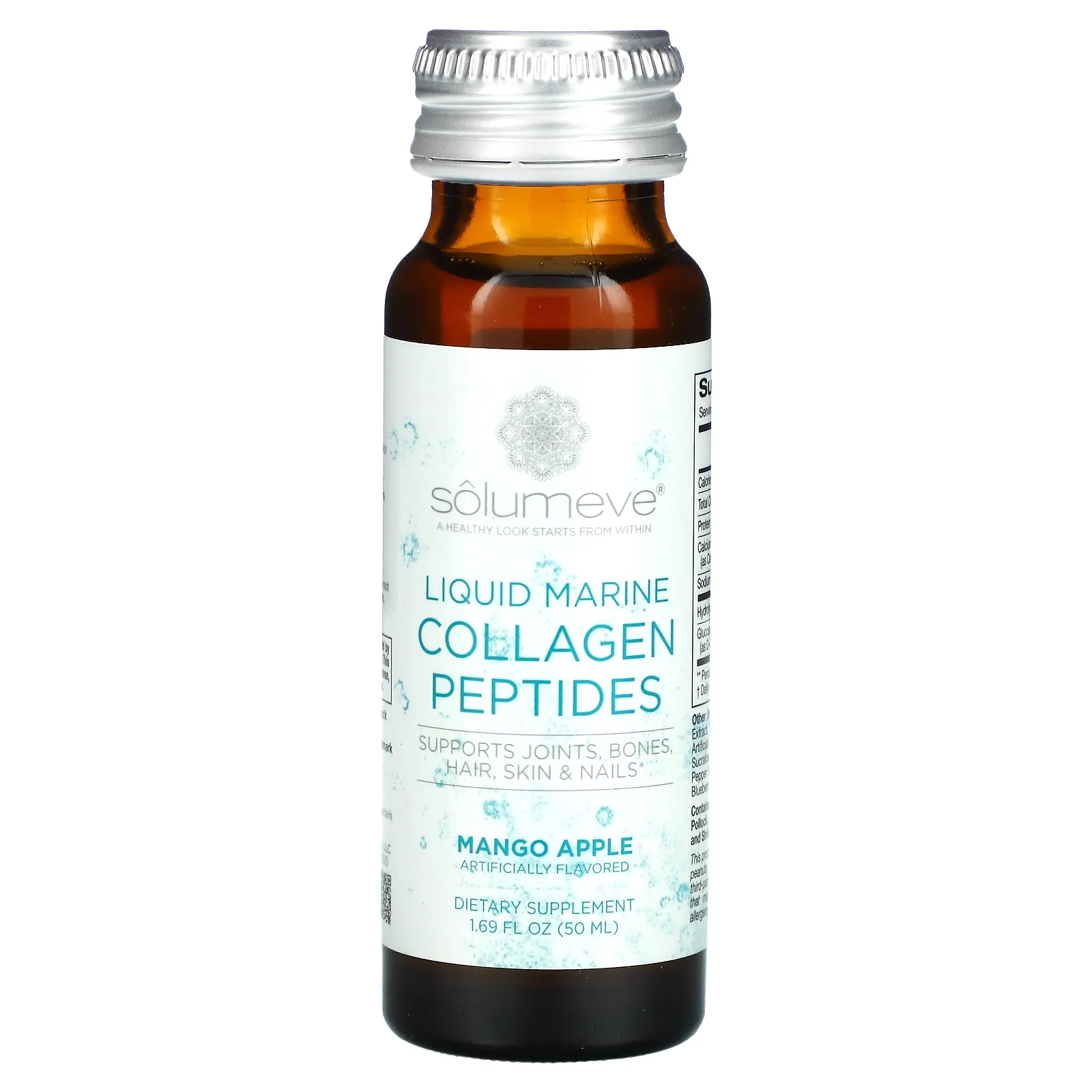 Solumeve, Ageless Beauty, жидкий морской коллаген с глюкозамином, поддержка суставов и соединительной ткани, со вкусом манго и яблока, 10 флаконов по 50 мл (1,69 жидк. унции)