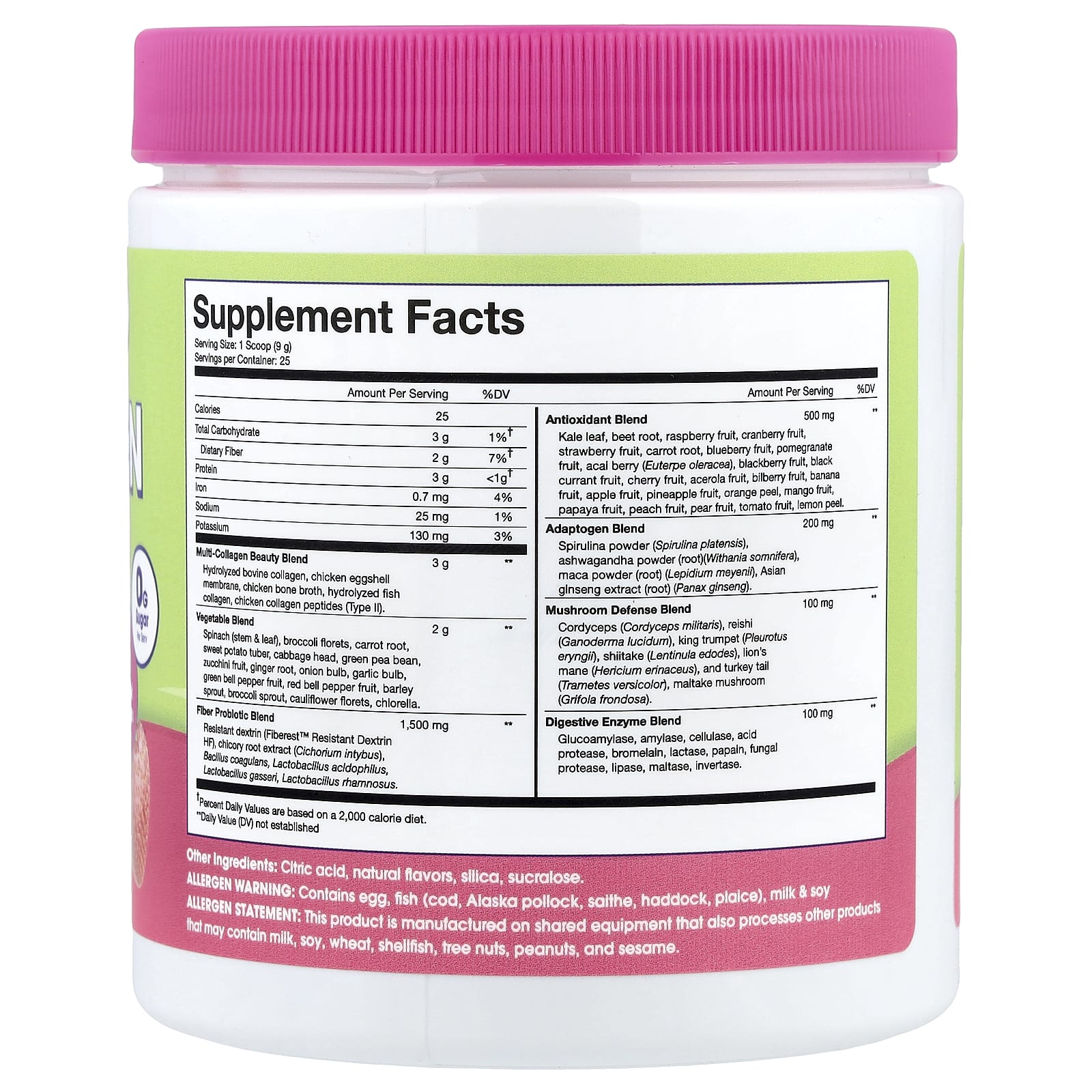 Obvi, Collagen Green, со вкусом клубники и личи, 225 г (7,9 унции)