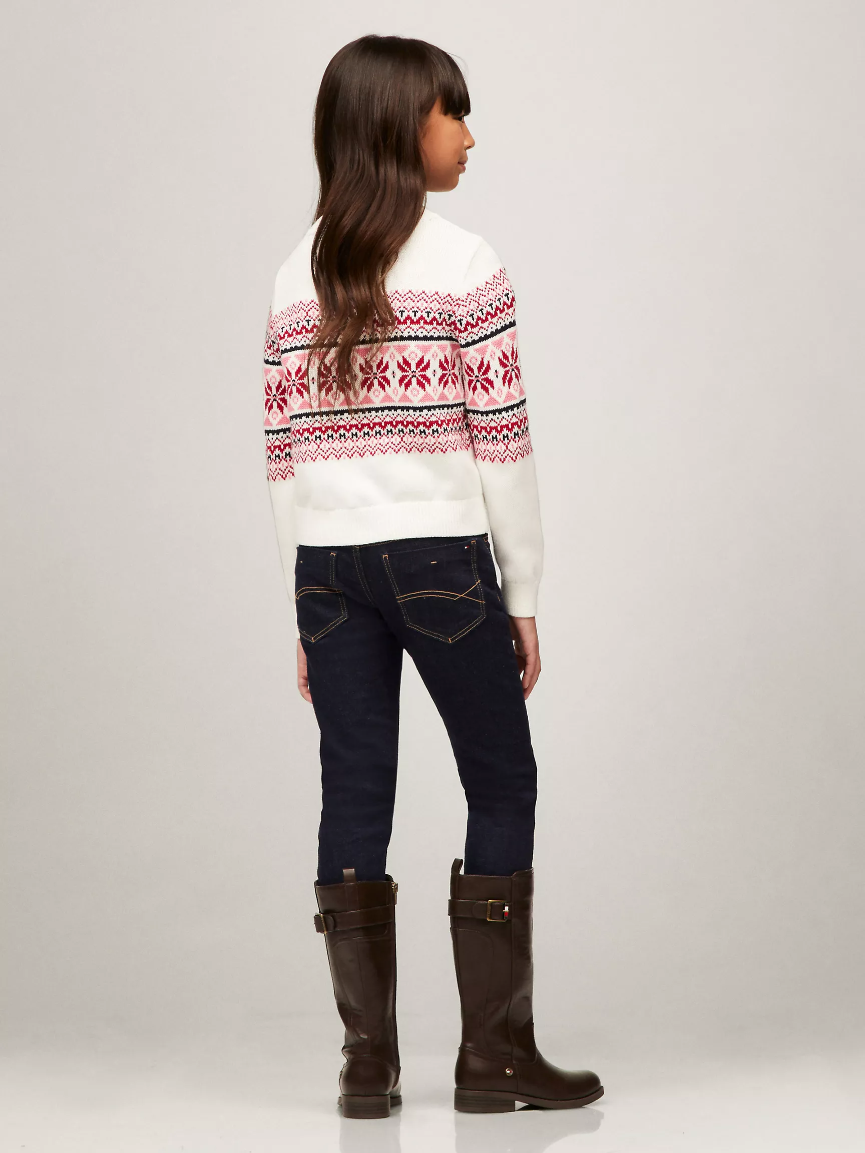 Свитер для девочки Tommy Hilfiger, Детский свитер с круглым вырезом и узором Fair Isle