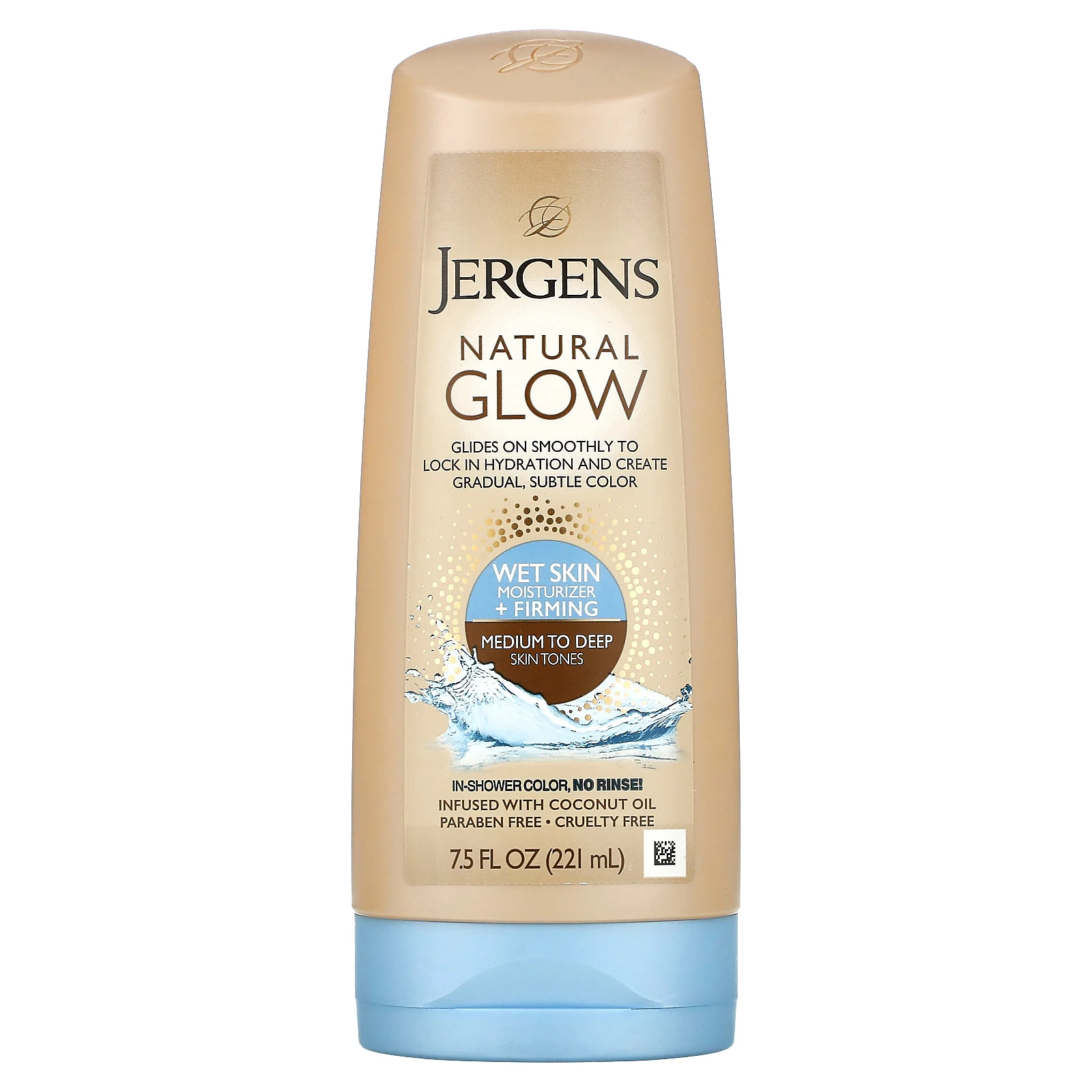 Jergens, Увлажняющее средство Natural Glow для нанесения на влажную кожу, укрепляющее, оттенок Medium to Tan (221 мл)