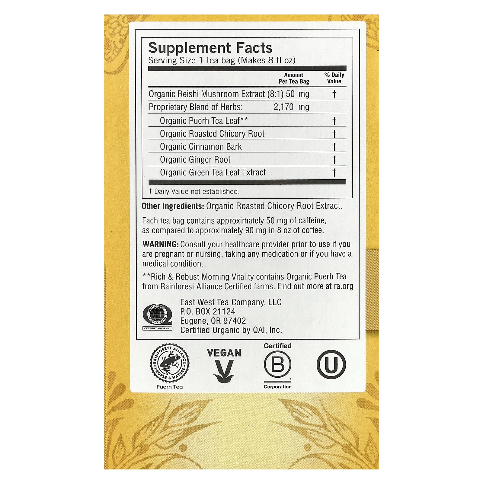 Yogi Tea, Rich & Robust Morning Vitaility, 16 чайных пакетиков, 36 г (1,27 унции)