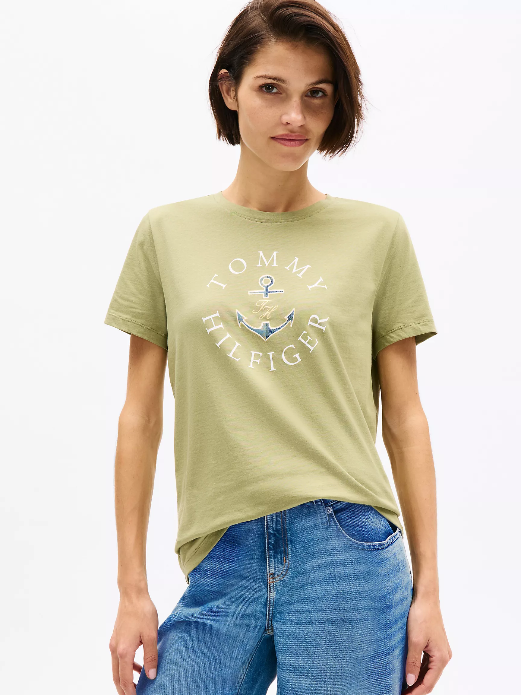 Женская футболка Tommy Hilfiger, Футболка с логотипом Tommy и якорем
