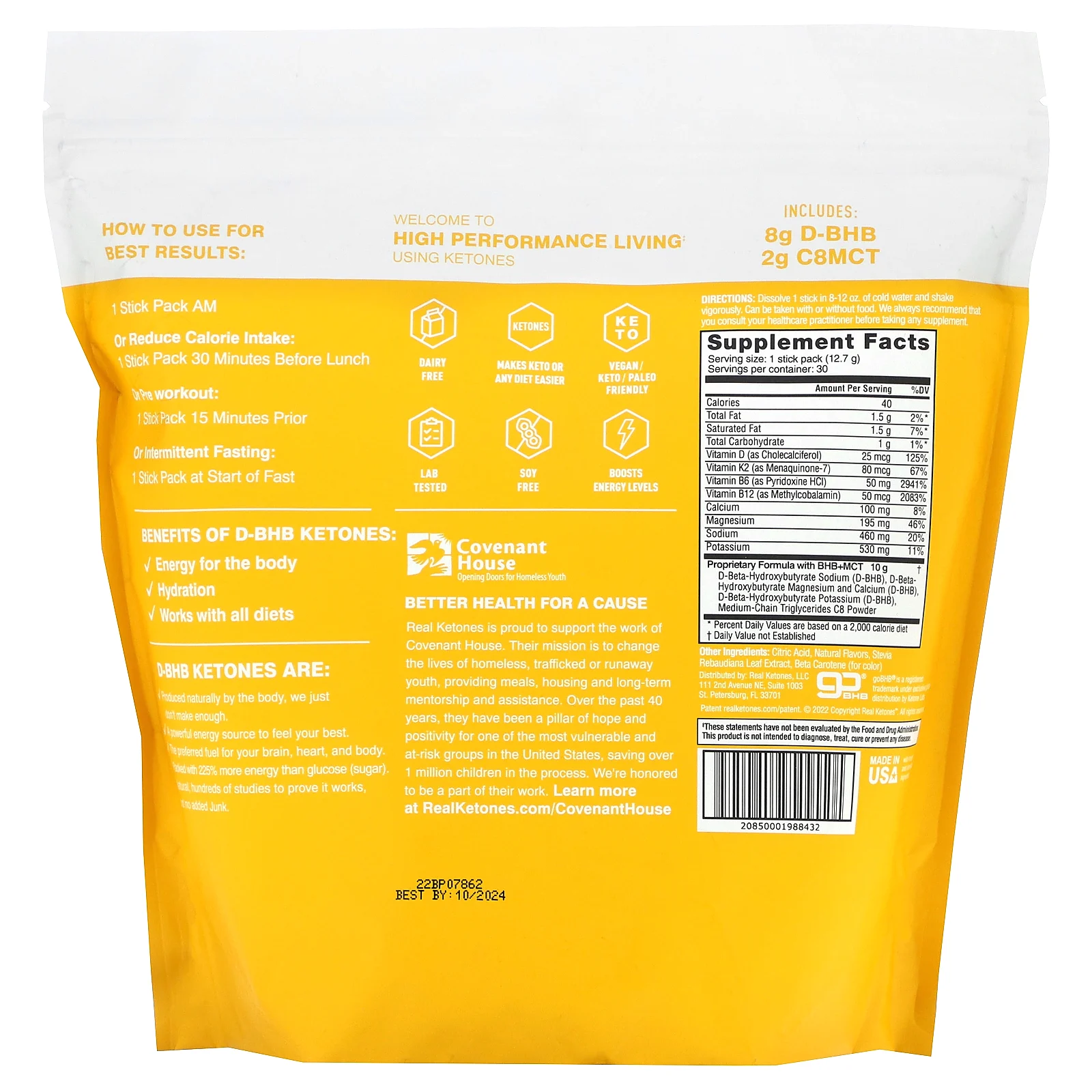 Real Ketones, Elevate, лимон, 30 пакетиков со смесью для приготовления напитка, по 12,7 г (0,45 унции)