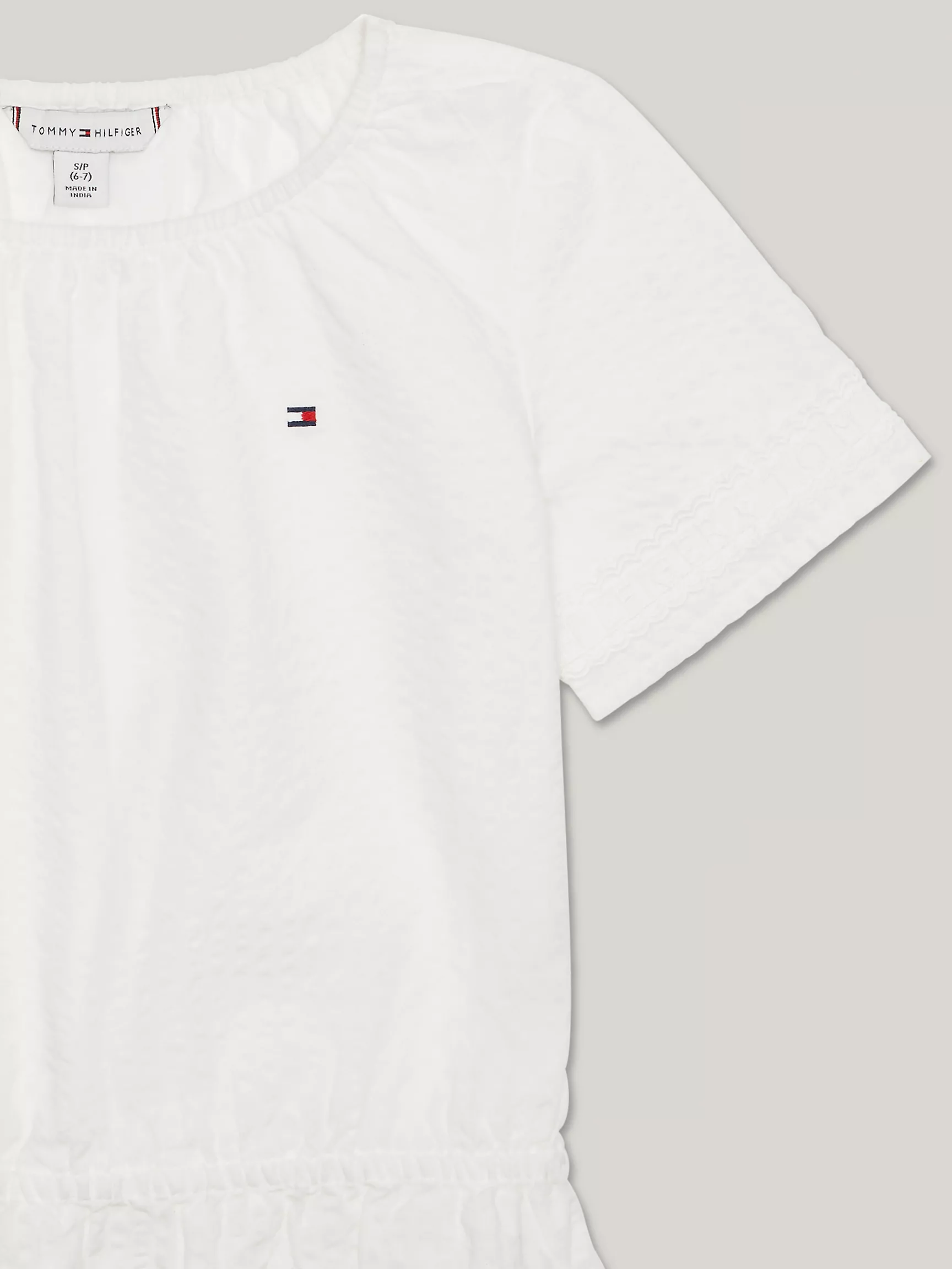 Рубашка для девочек Tommy Hilfiger, Детская блузка из крепового хлопка с тональным логотипом