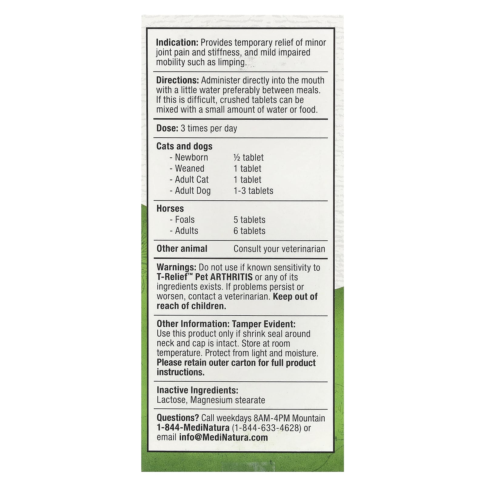 MediNatura, T-Relief, Pet Arthritis Arnica +12, 90 таблеток