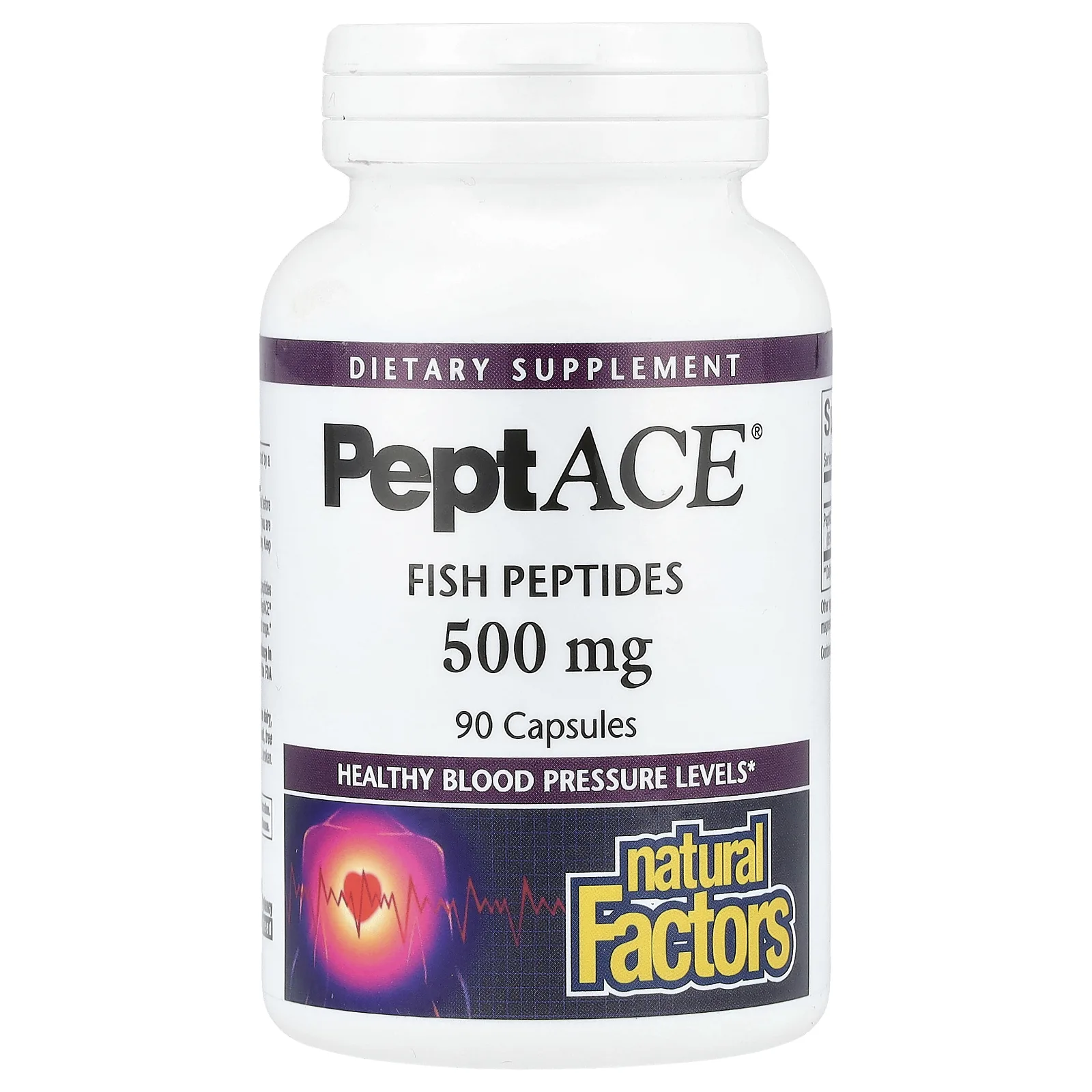 Natural Factors, PeptACE, рыбьи пептиды, 500 мг, 90 капсул