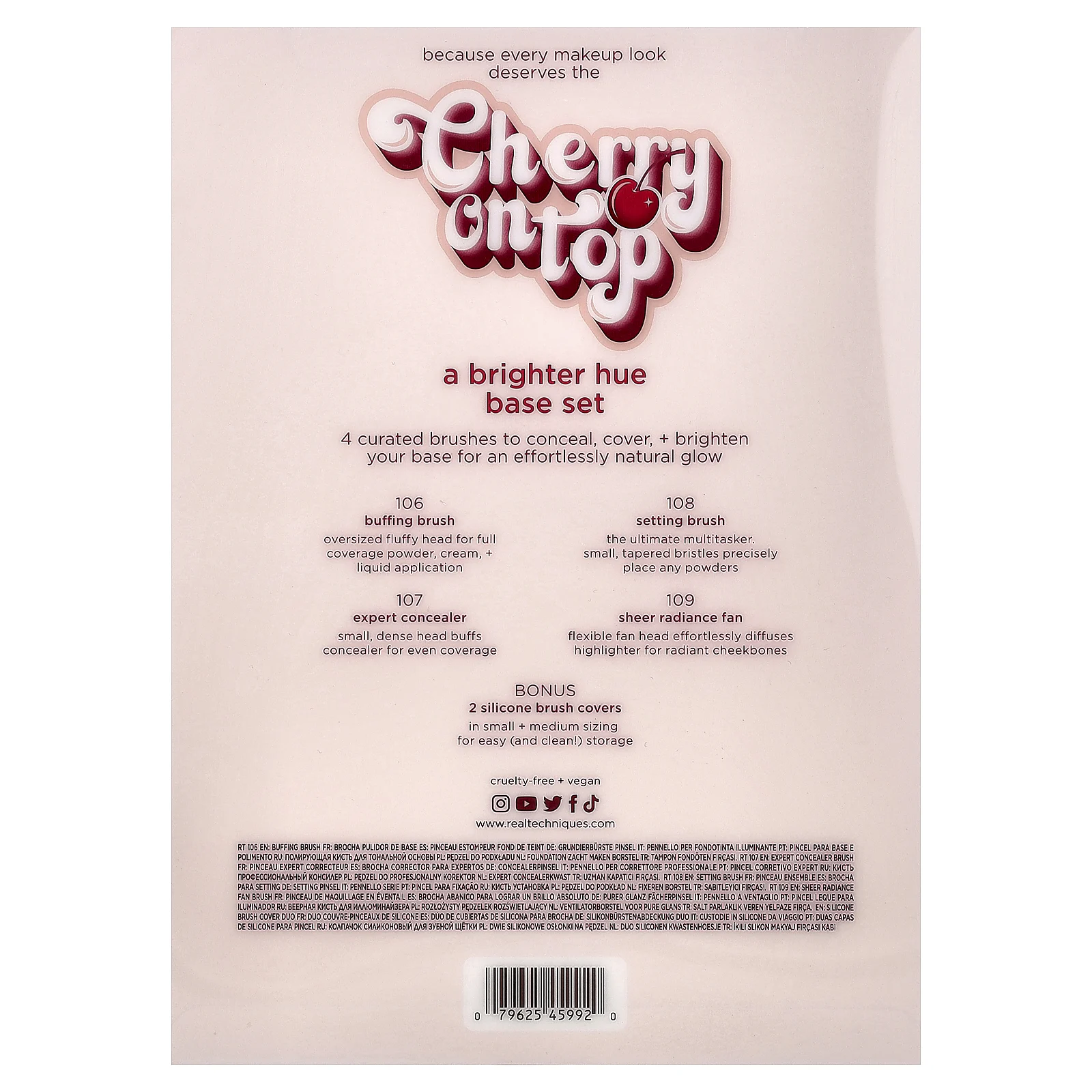 Real Techniques, Cherry On Top, набор основы для более яркого оттенка, 6 предметов