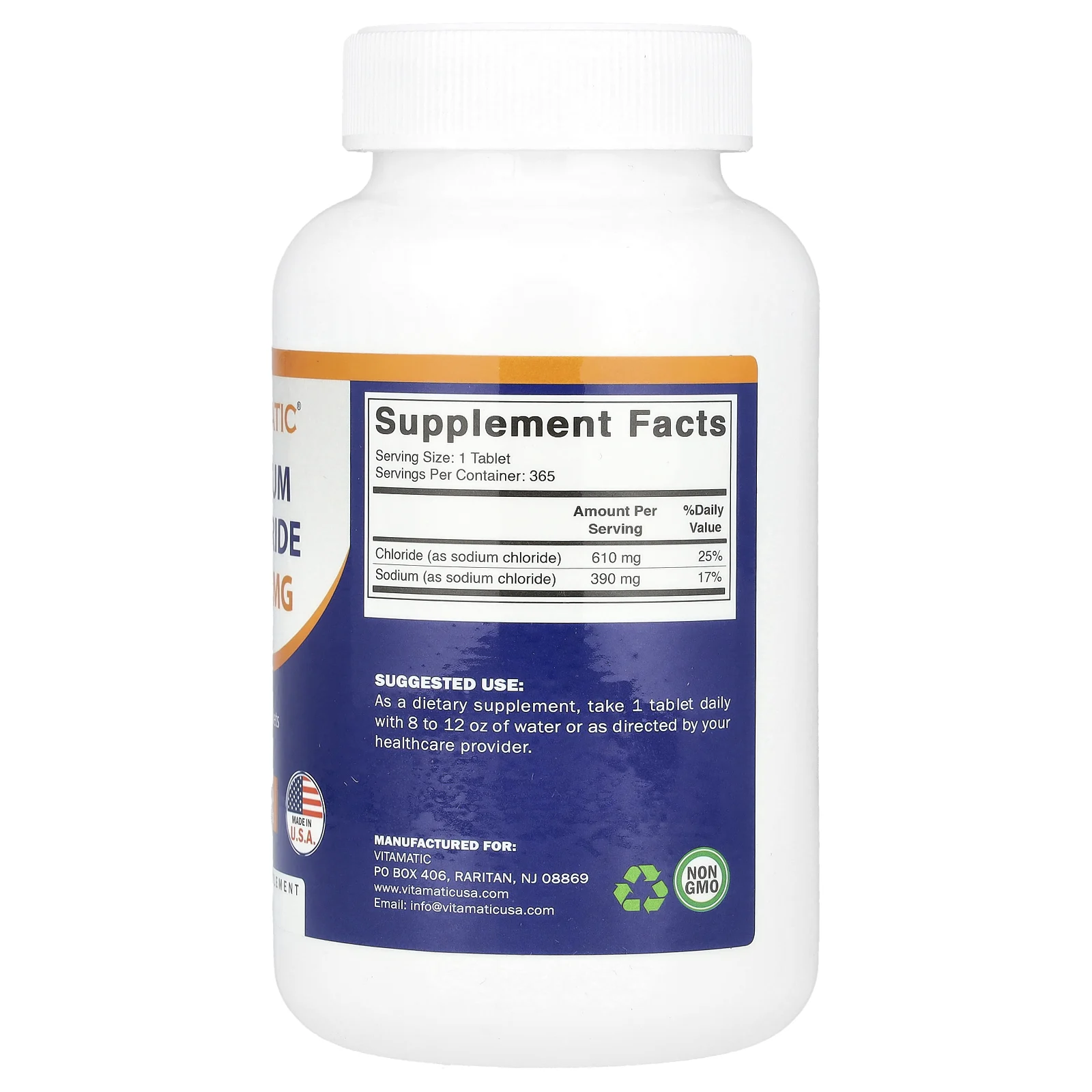 Vitamatic, Хлорид натрия, 1000 мг, 365 таблеток