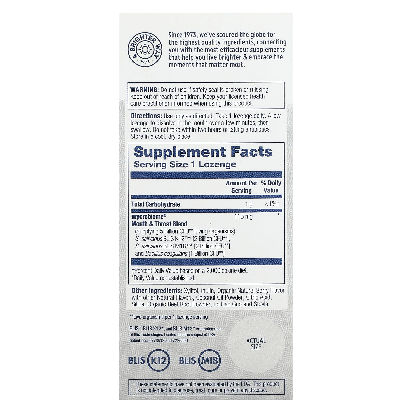 Solaray, Mycrobiome Probiotic, Mouth and Throat, со вкусом ягод, 5 млрд, 30 леденцов