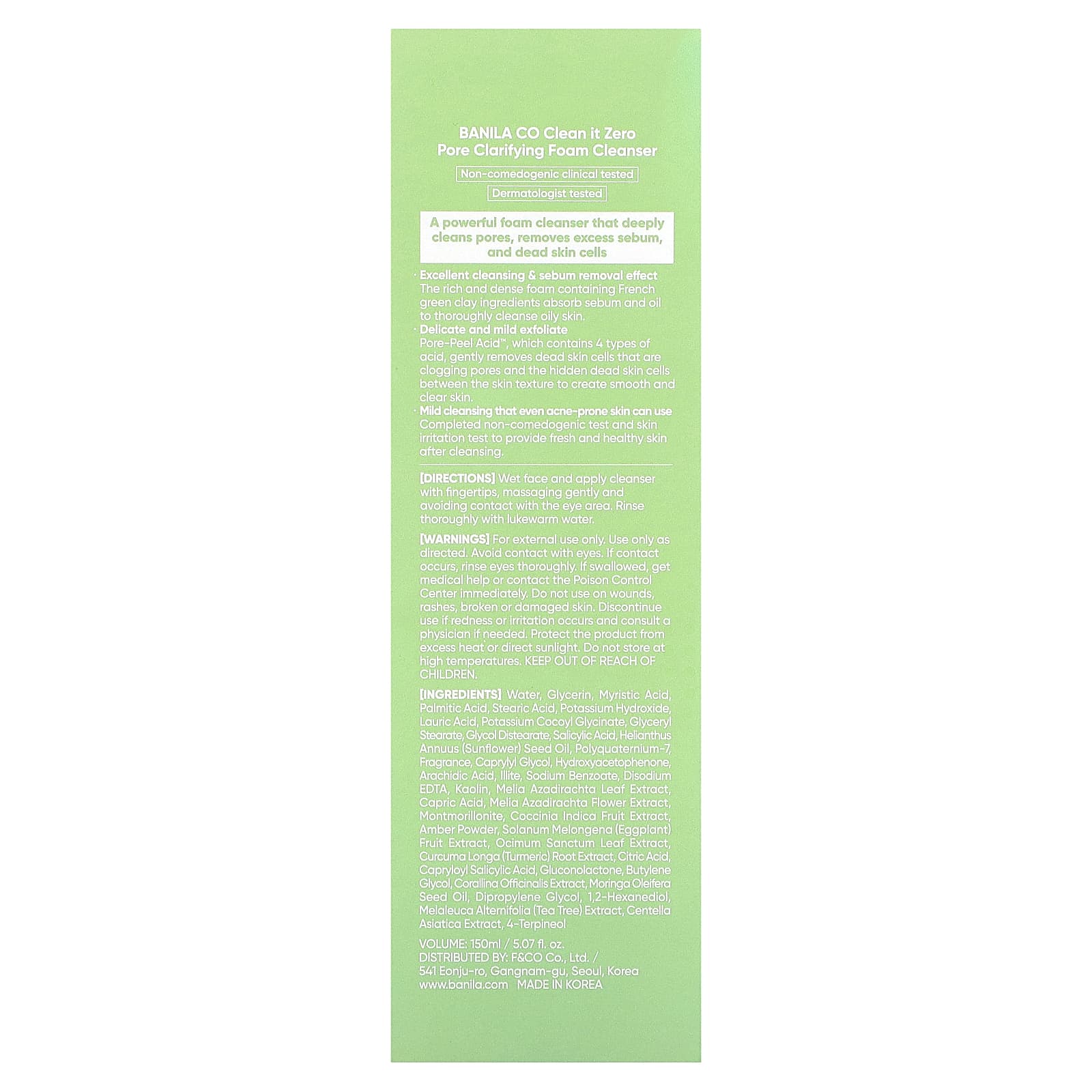 Banila Co, Clean It Zero, очищающая пенка для очищения пор, 150 мл (5,07 жидк. Унции)