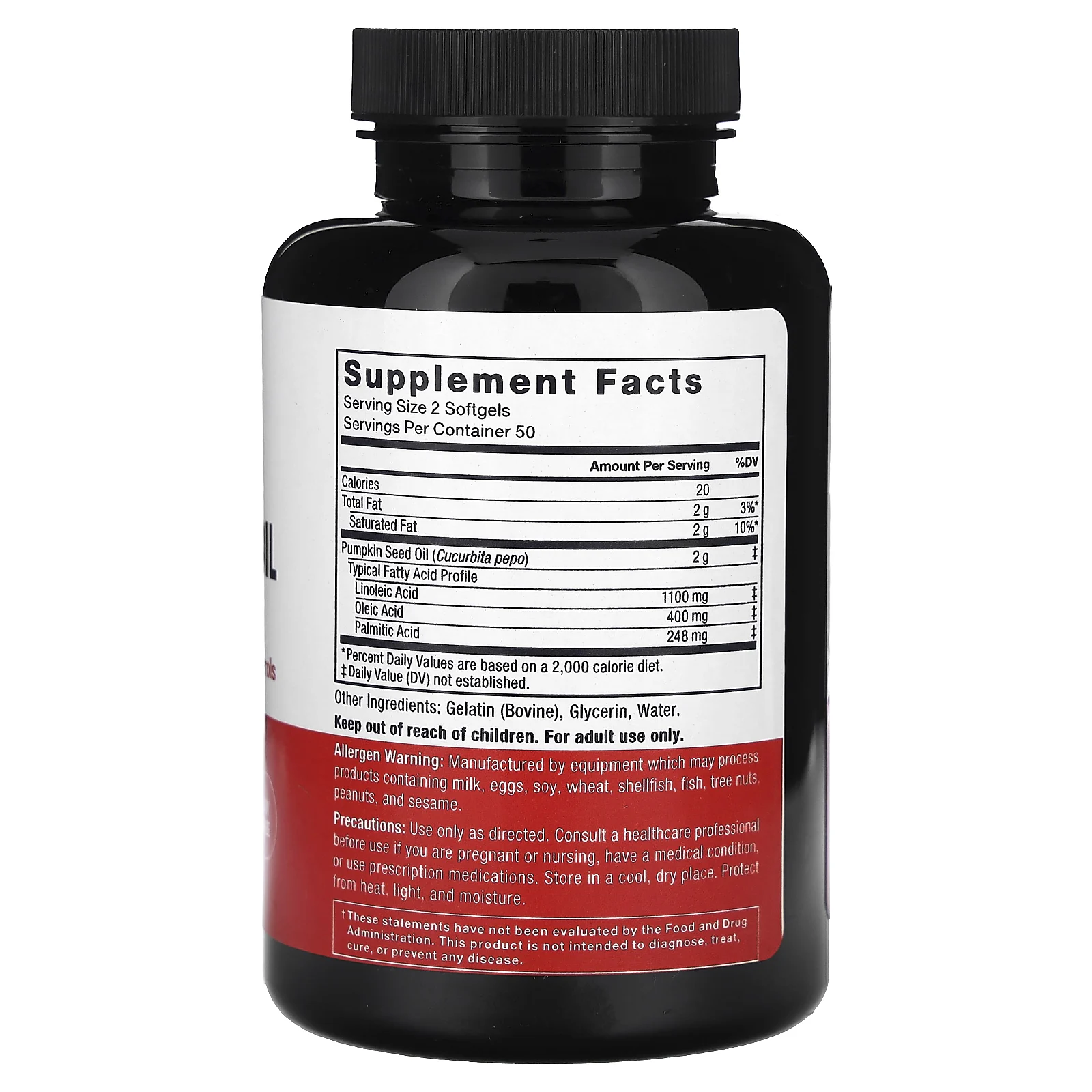 Force Factor, тыквенное масло, 2000 мг, 100 капсул (1000 мг в 1 капсуле)